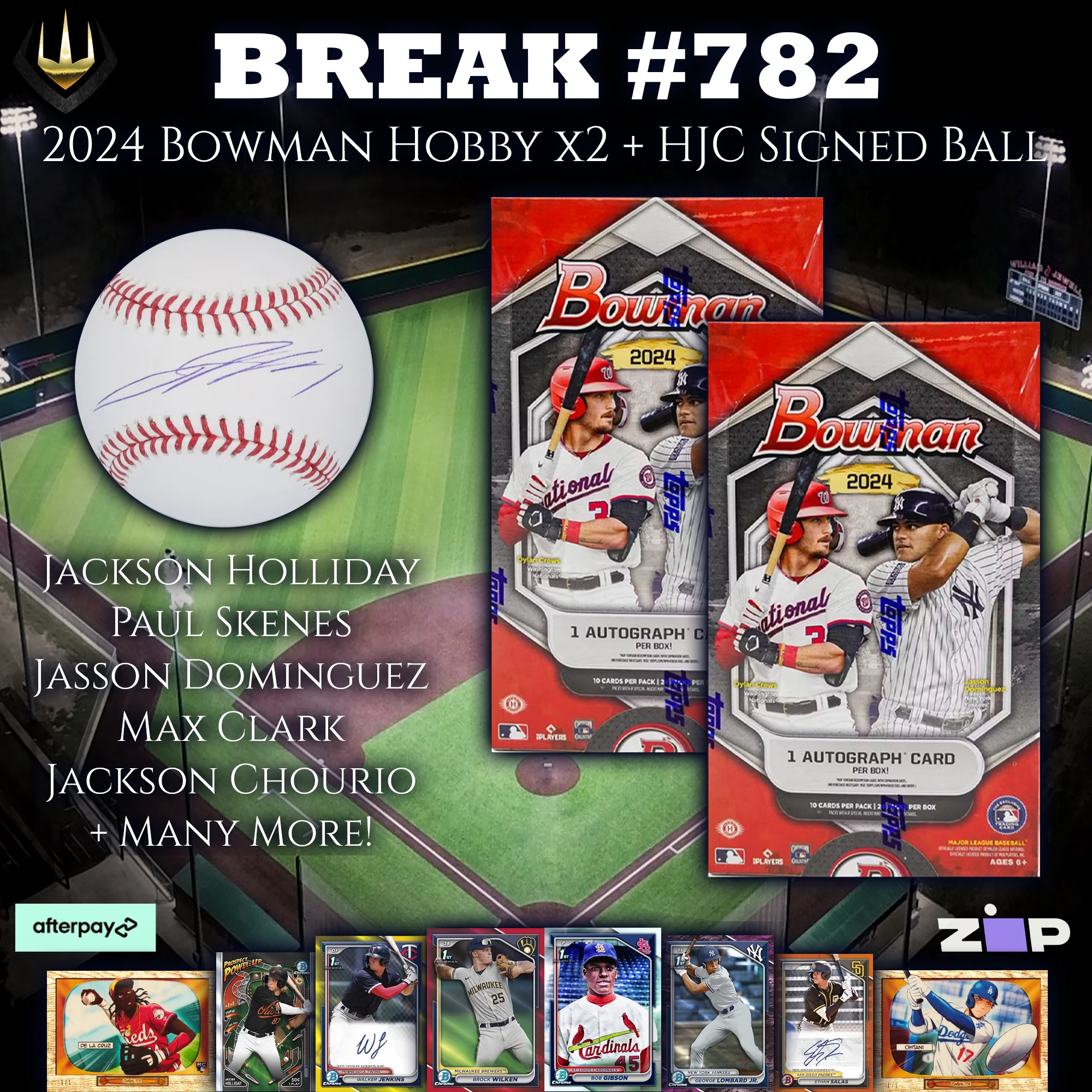 #782 2024 Bowman Baseball Hobby Box x2 + HJC Signed Prospect Ball x1[Pick Your Team]