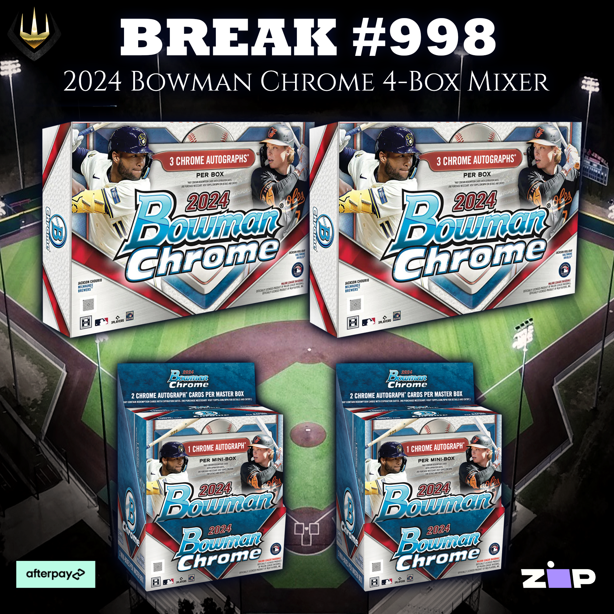 #998 2024 Bowman Chrome Baseball HTA/Choice & Hobby 4-Box Mixer! [Pick Your Team]