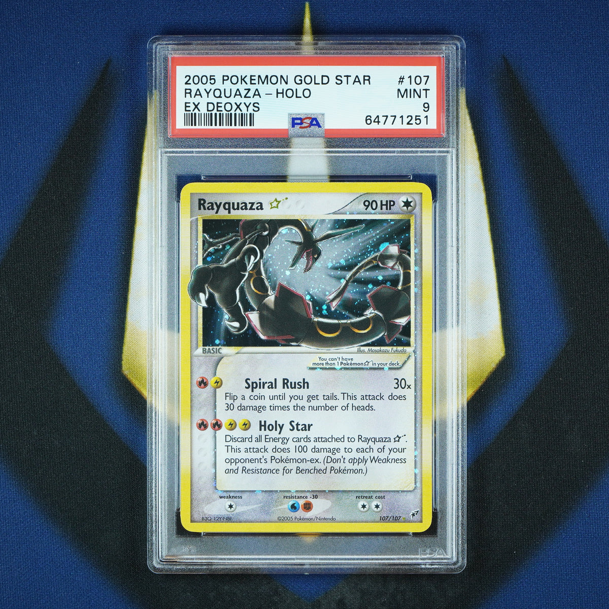 Rayquaza Gold Star Holo Pokemon EX Deoxys #107 [PSA 9]