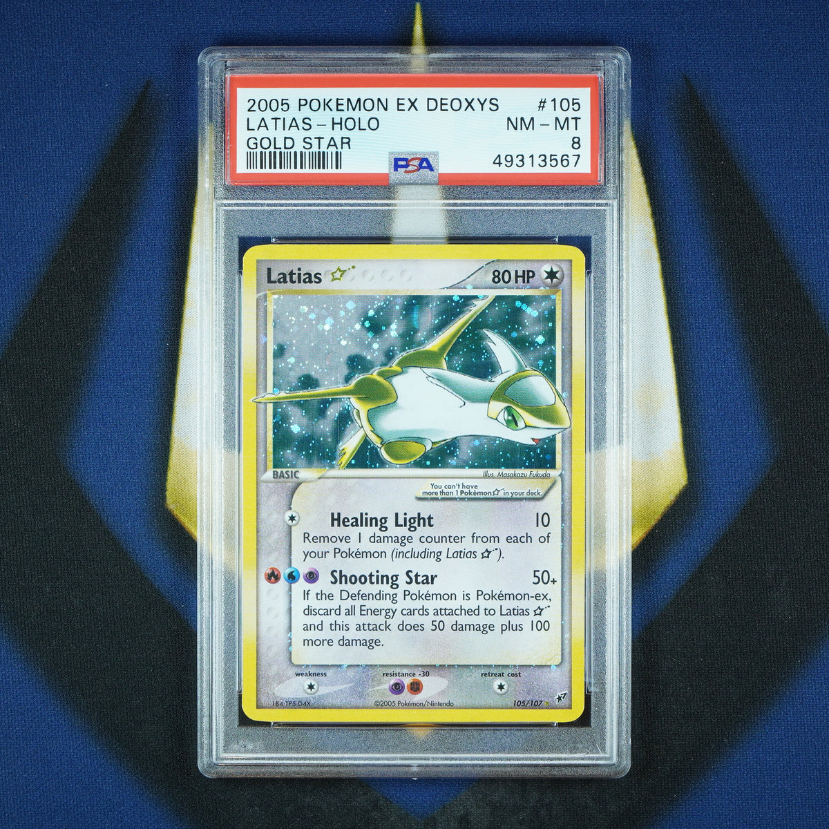 Latias Gold Star Holo Pokemon EX Deoxys #105 [PSA 8]