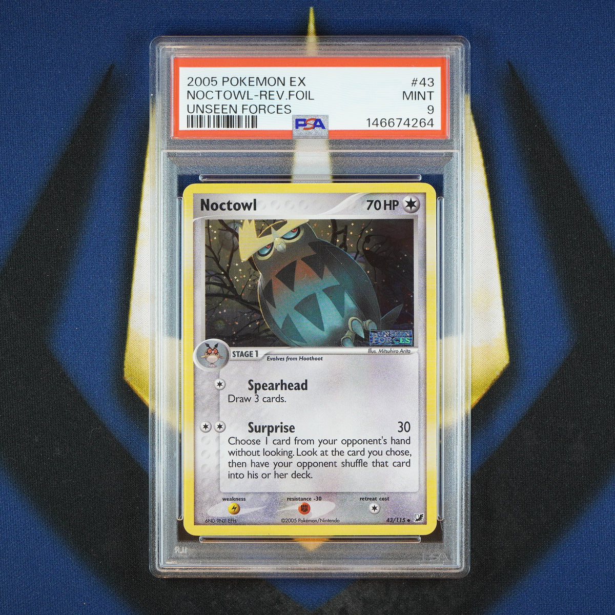 Noctowl 2005 EX Unseen Forces Reverse Holo Foil 43/115 New Cert [PSA 9]
