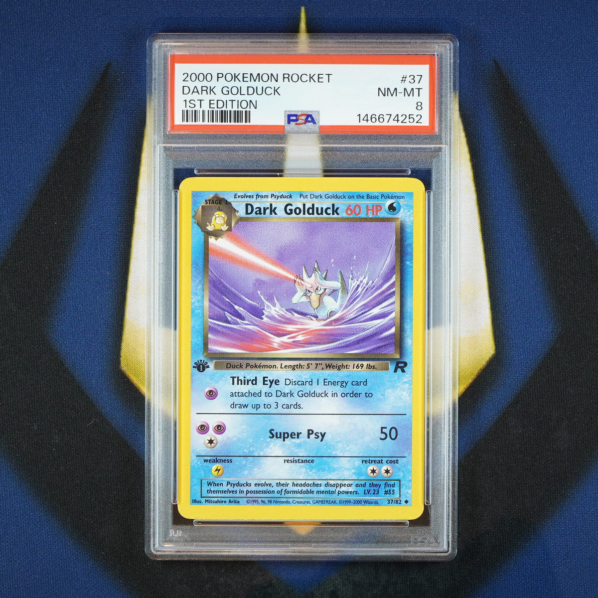 Dark Golduck 1st Edition 2000 Team Rocket Rare 37/82 [PSA 8]