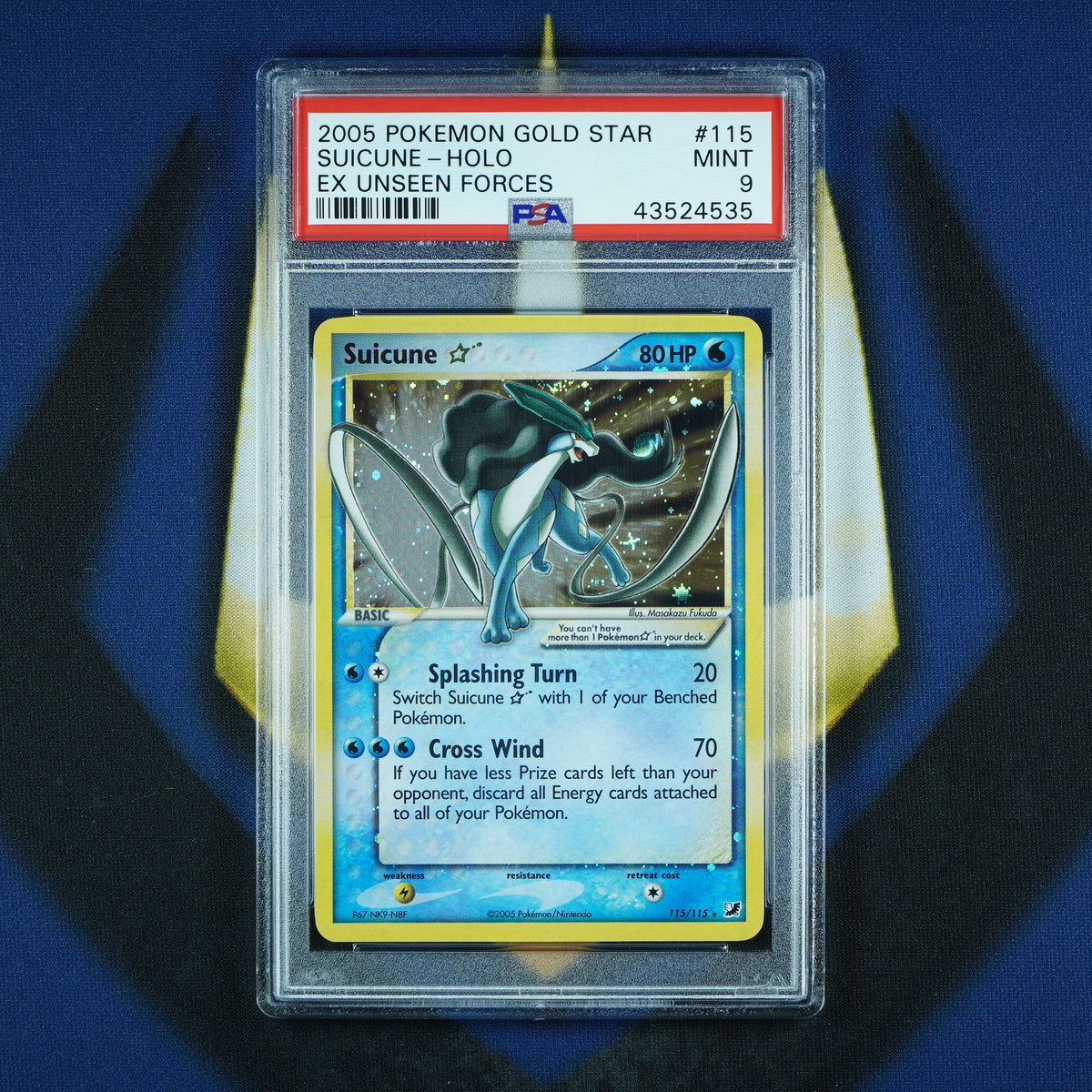 Suicune Gold Star 2005 EX Unseen Forces Holo 115/115 [PSA 9]
