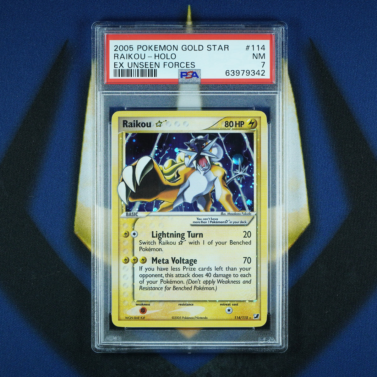 Raikou Gold Star 2005 EX Unseen Forces Holo 114/115 [PSA 7]