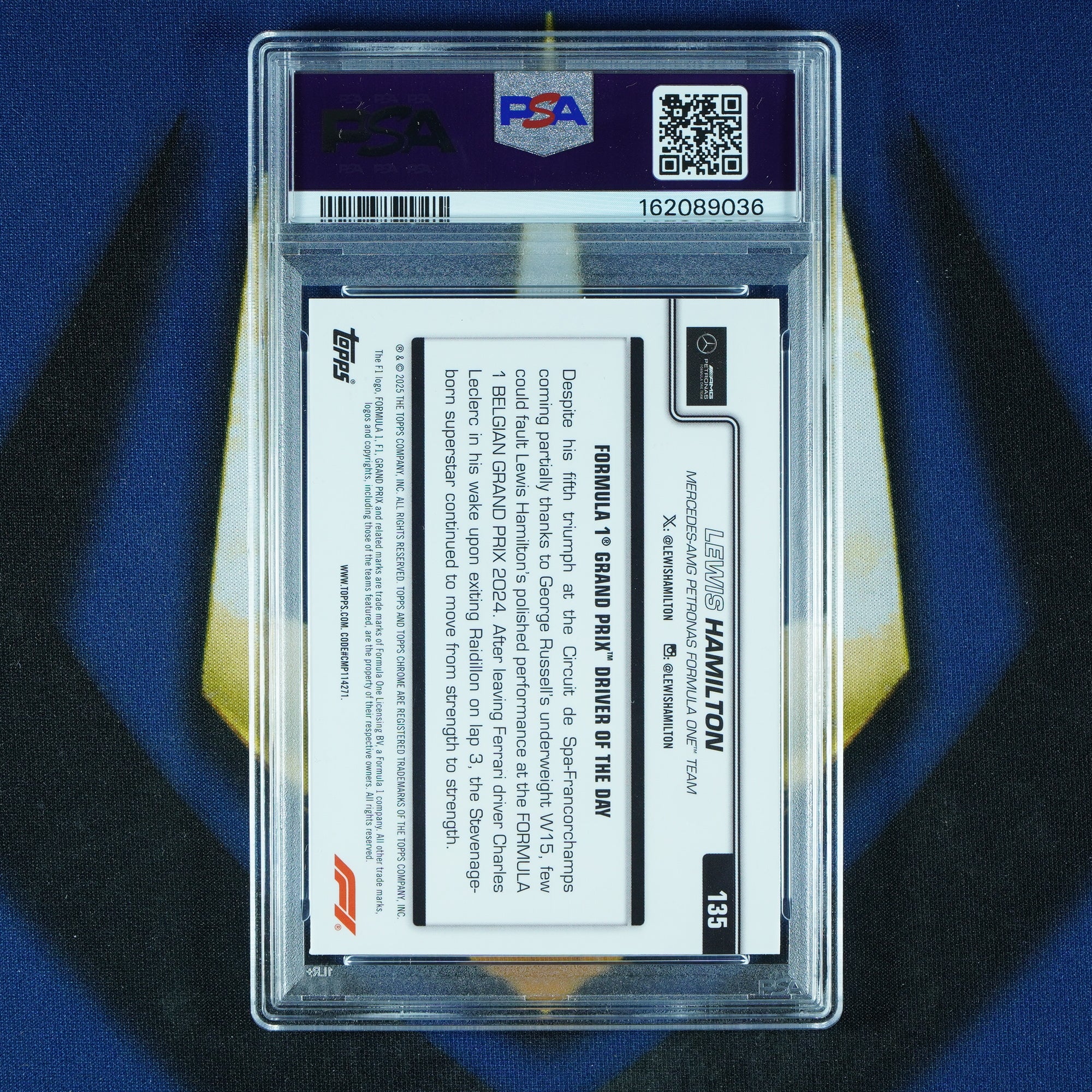 Lewis Hamilton 2025 Topps Chrome F1 Teal Refractor /299 #135 [PSA 10]