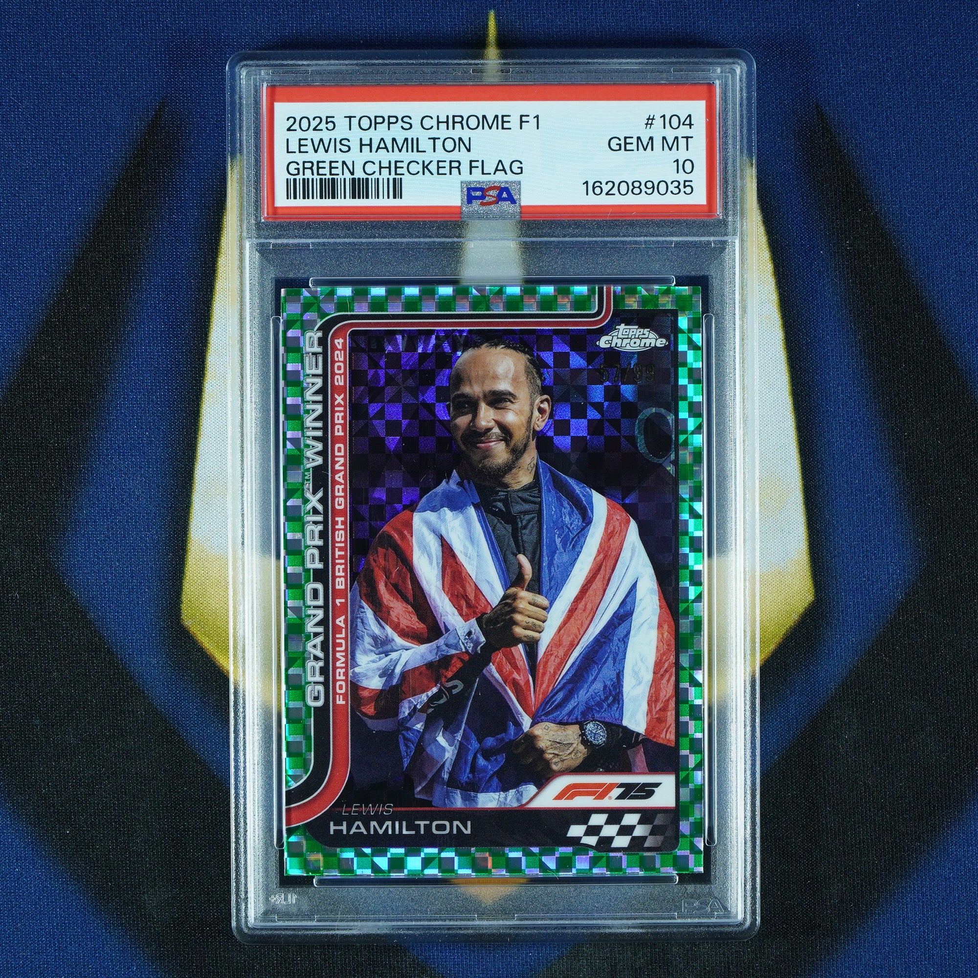 Lewis Hamilton 2025 Topps Chrome F1 Green Checker Flag /99 #104 [PSA 10]