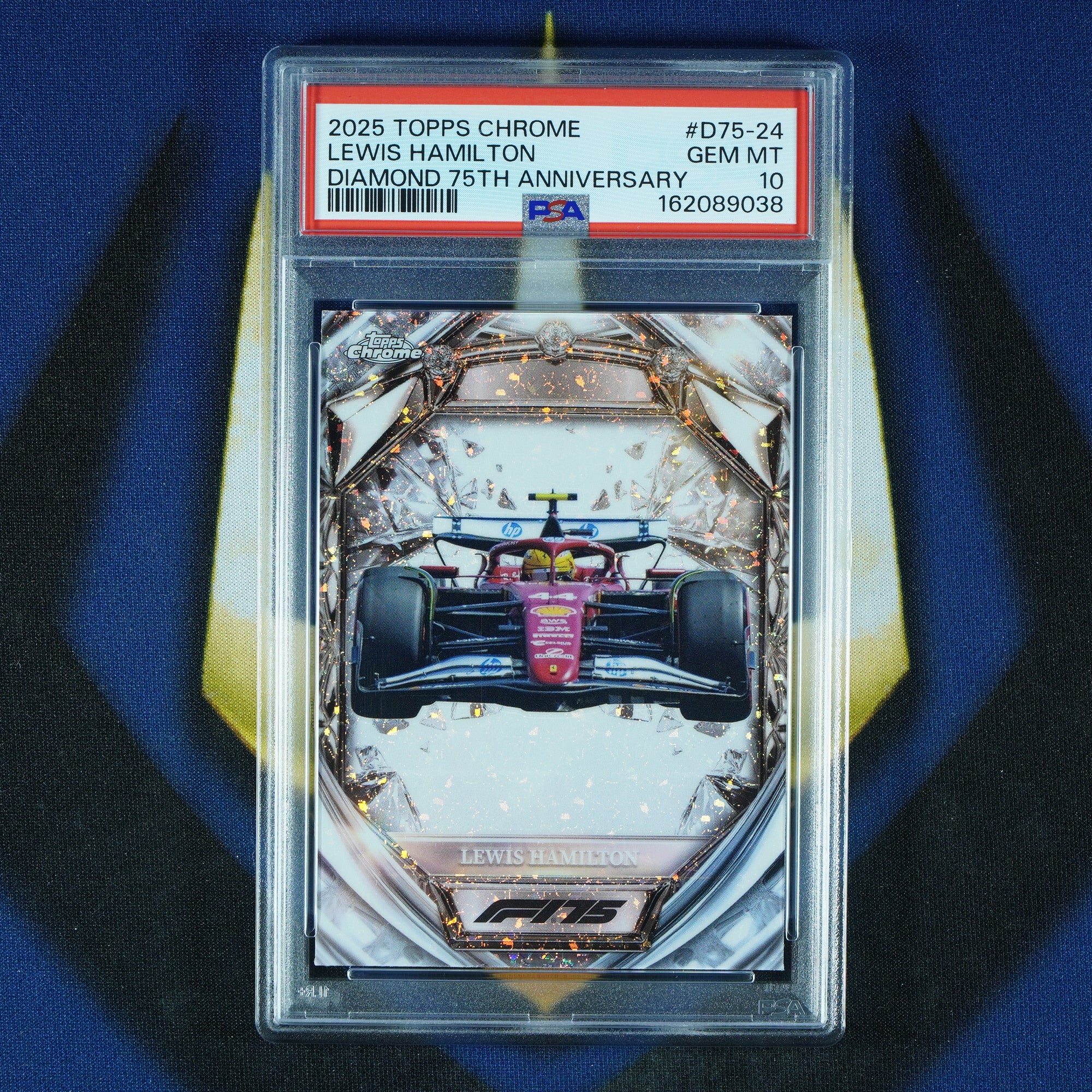 Lewis Hamilton 2025 Topps Chrome F1 Diamond 75th Anniversary D75-24 [PSA 10]