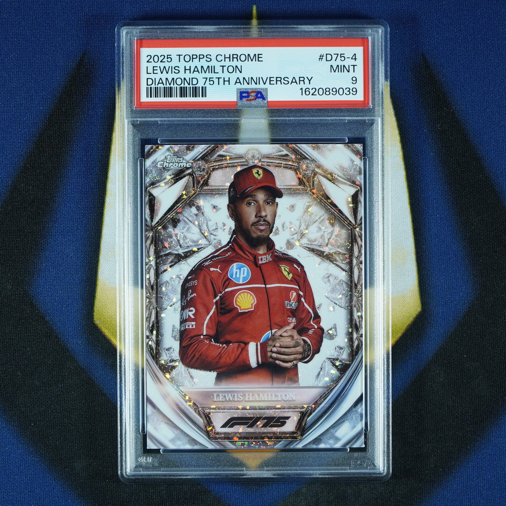 Lewis Hamilton 2025 Topps Chrome F1 Diamond 75th Anniversary D75-4 [PSA 9]