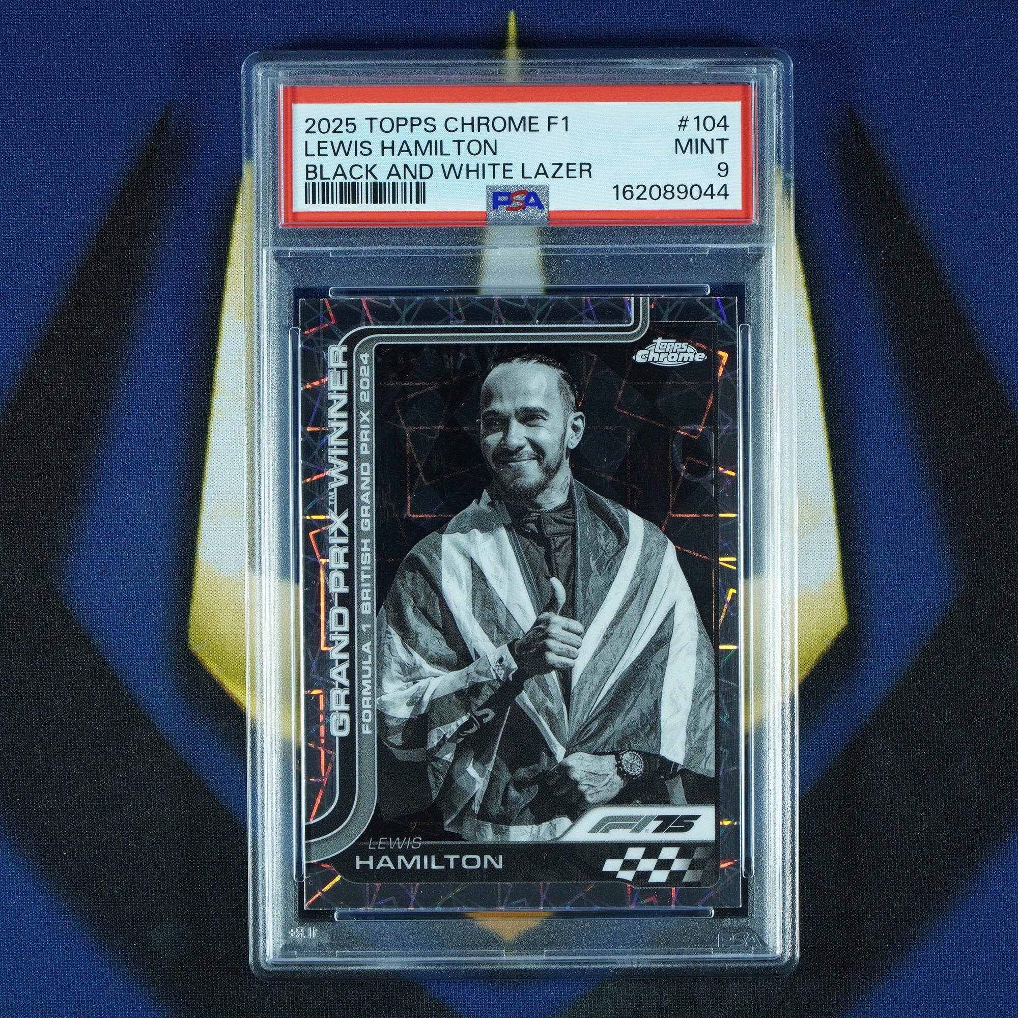 Lewis Hamilton 2025 Topps Chrome F1 Black and White Lazer #104 [PSA 9]