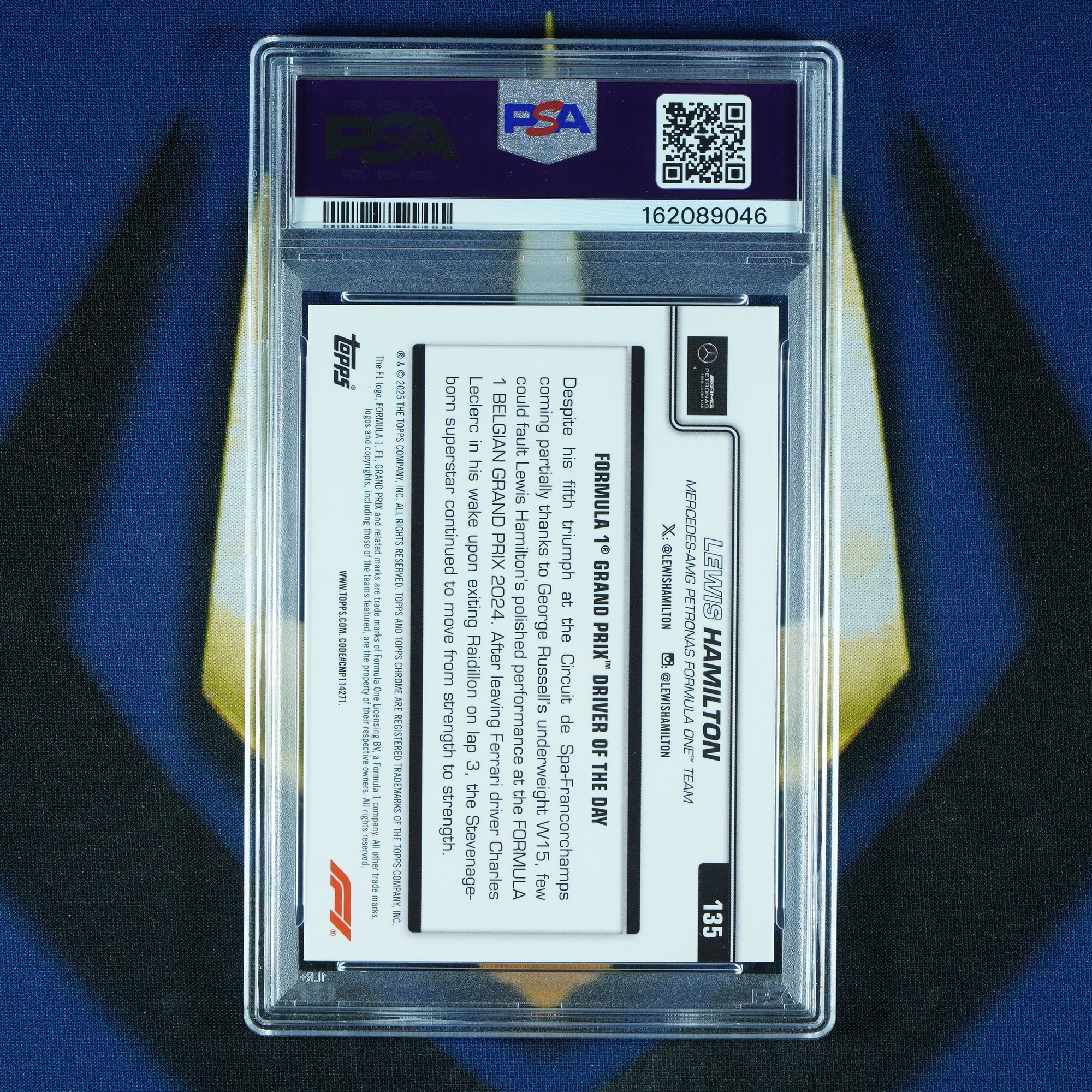 Lewis Hamilton 2025 Topps Chrome F1 Black and White Lazer #135 [PSA 8]