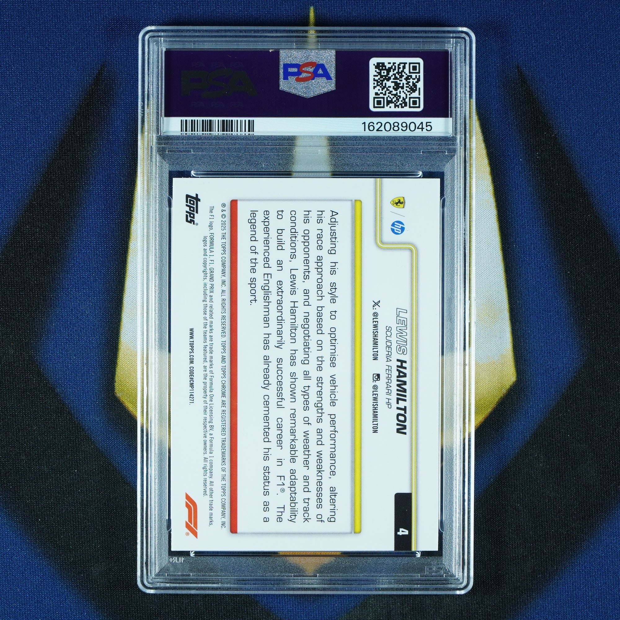 Lewis Hamilton 2025 Topps Chrome F1 Black and White Lazer #4 [PSA 8]