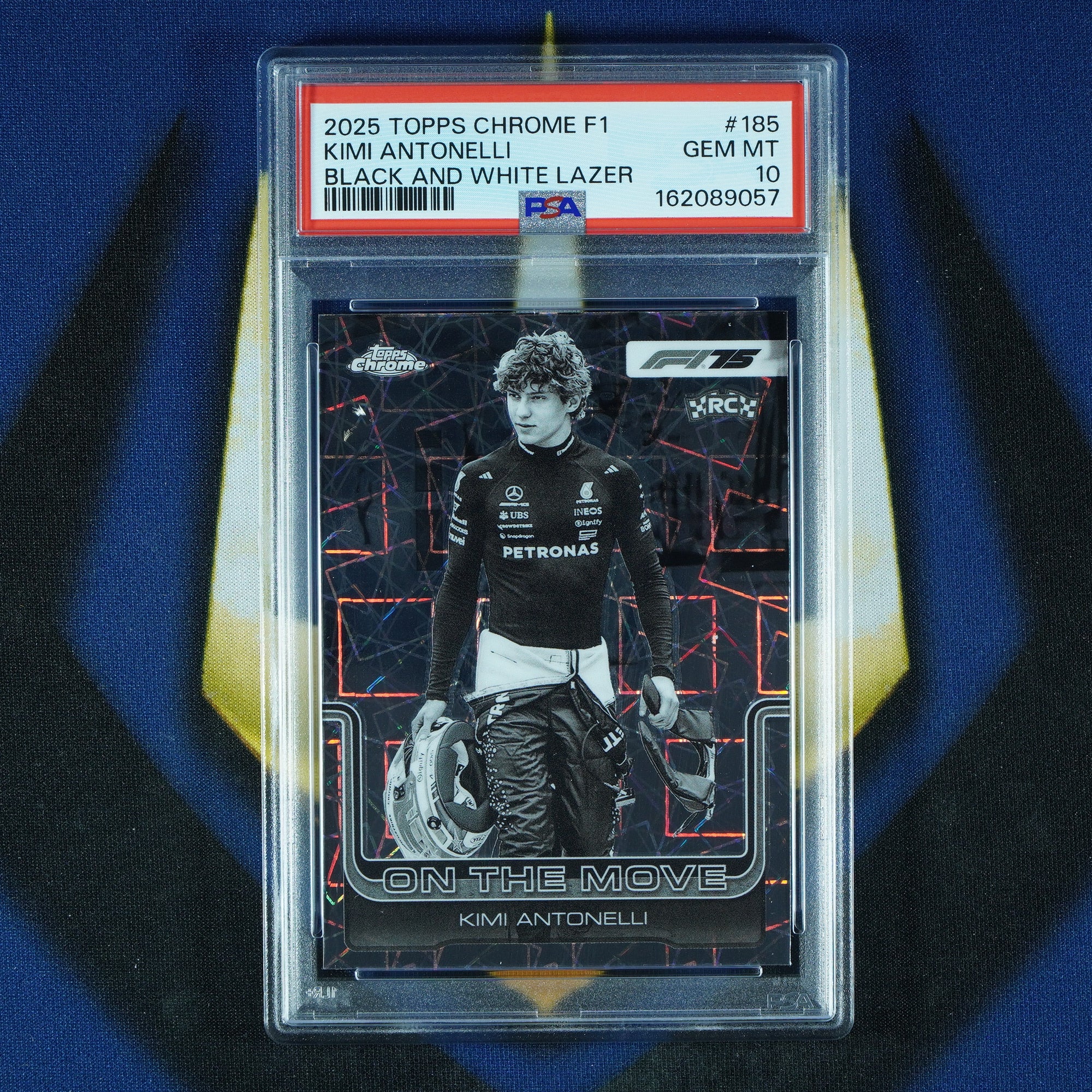 Kimi Antonelli 2025 Topps Chrome F1 Black and White Lazer #185 RC [PSA 10]