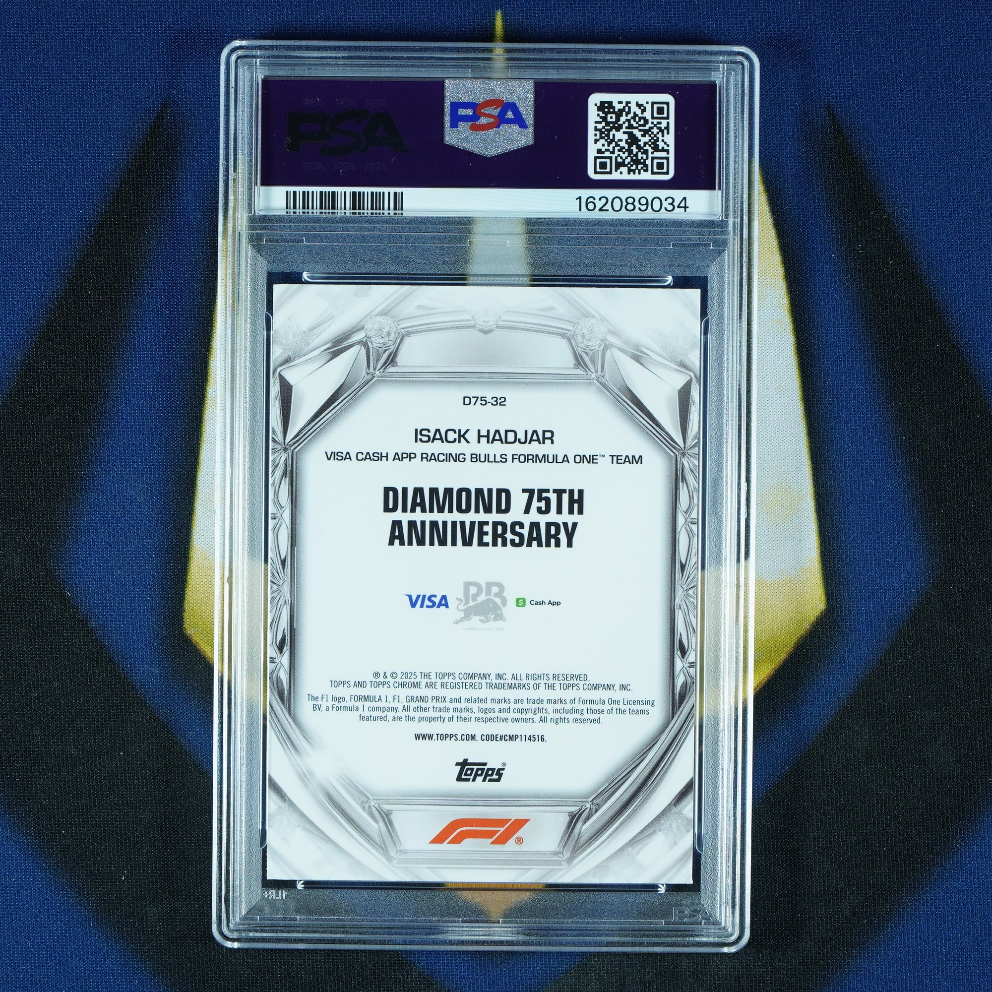 Isack Hadjar 2025 Topps Chrome F1 Diamond 75th Anniversary D75-32 RC [PSA 10]