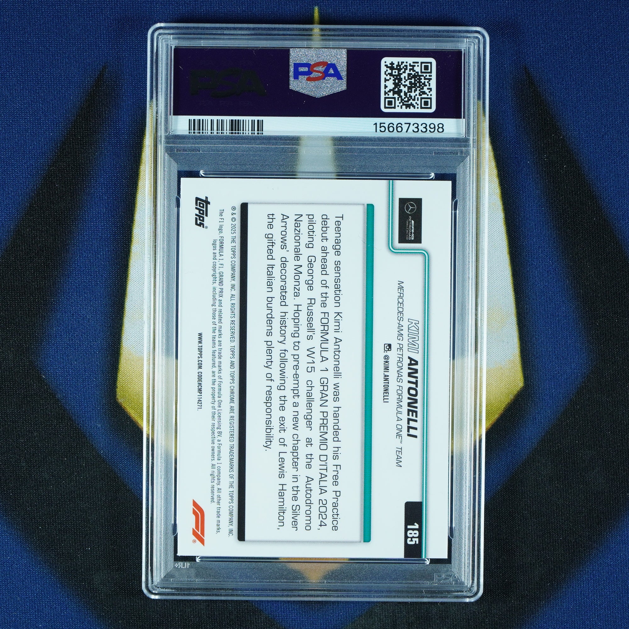 Kimi Antonelli 2025 Topps Chrome F1 Pink Checker Flag /250 #185 RC [PSA 10]