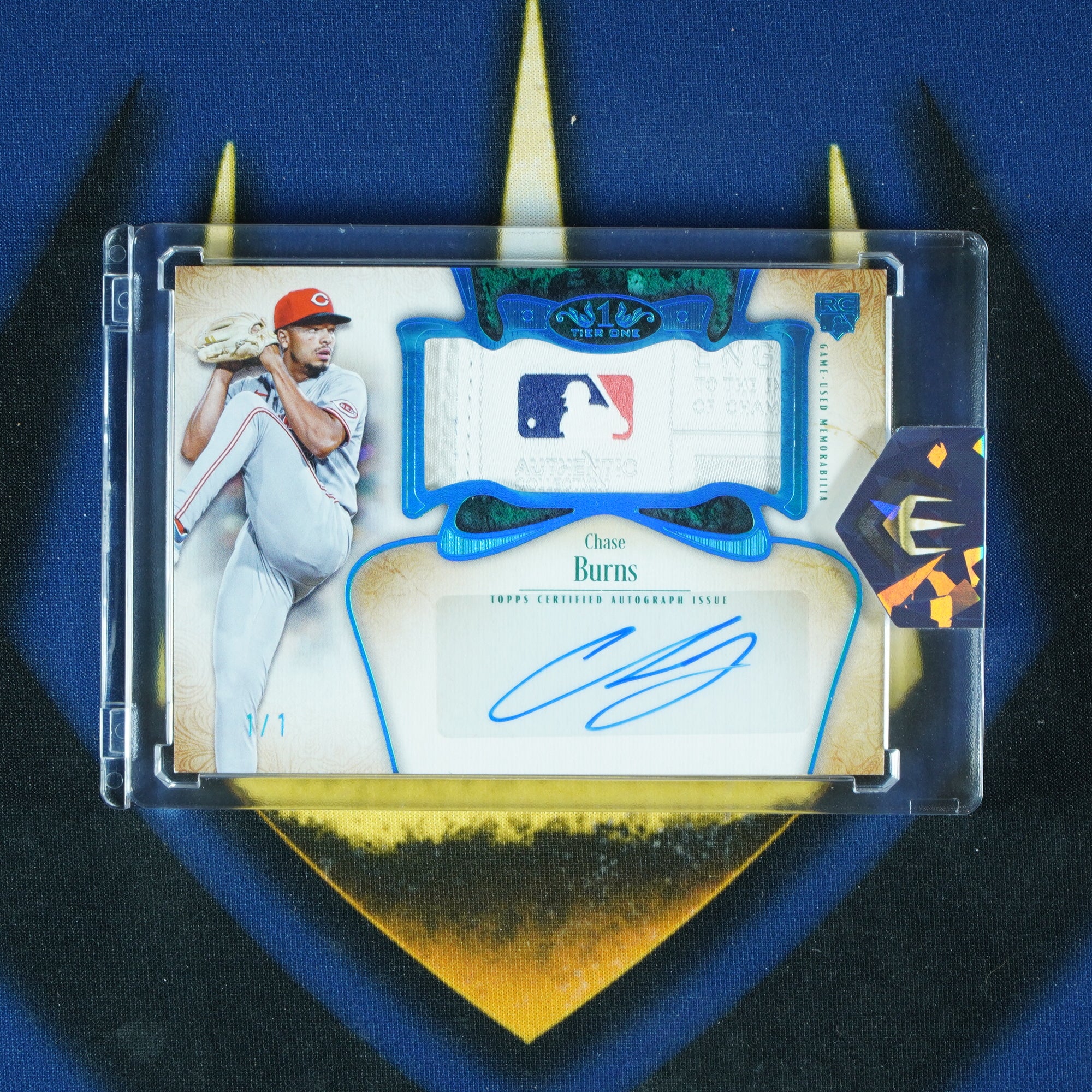Chase Burns 2026 Tier One RC Logoman Autographed Jumbo Relic Laundry Tag 1/1