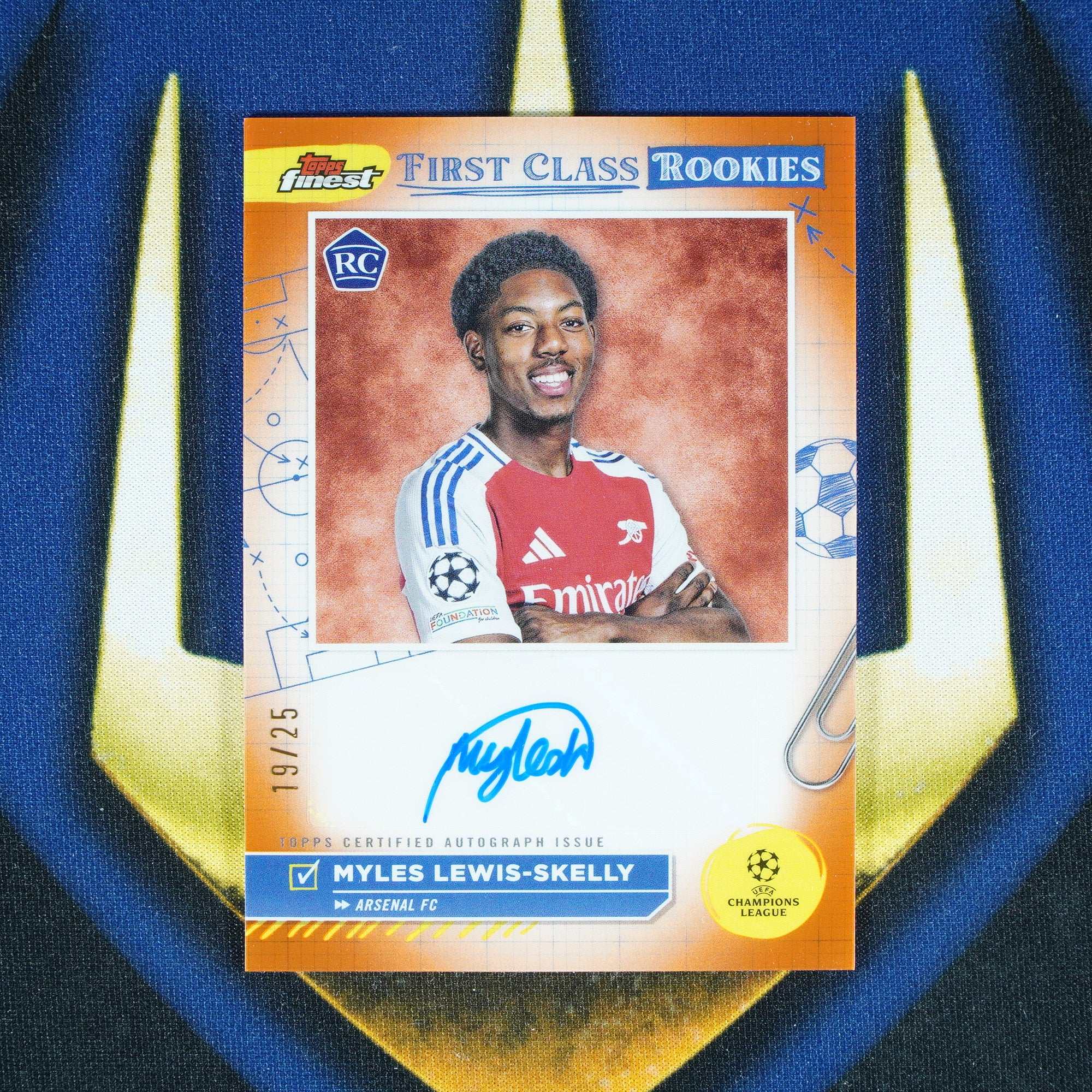 Myles Lewis-Skelly 2024-25 Topps Finest First Class Rookies Orange Auto /25 RC