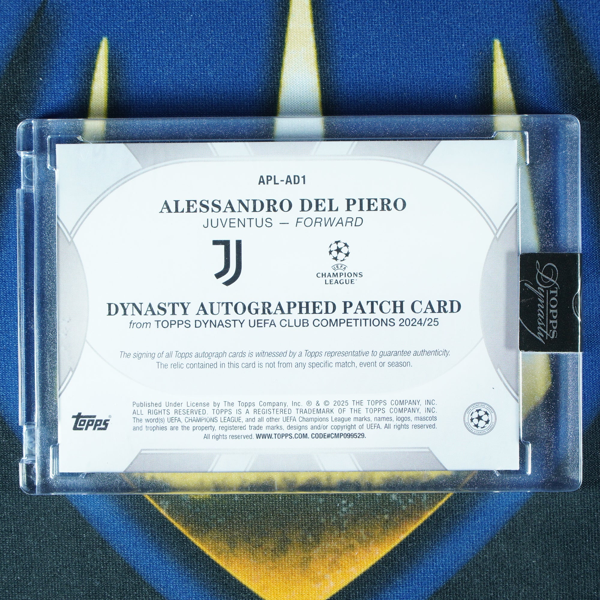 Alessandro Del Piero 2024-25 TOPPS DYNASTY 1/1 Patch Auto Juventus
