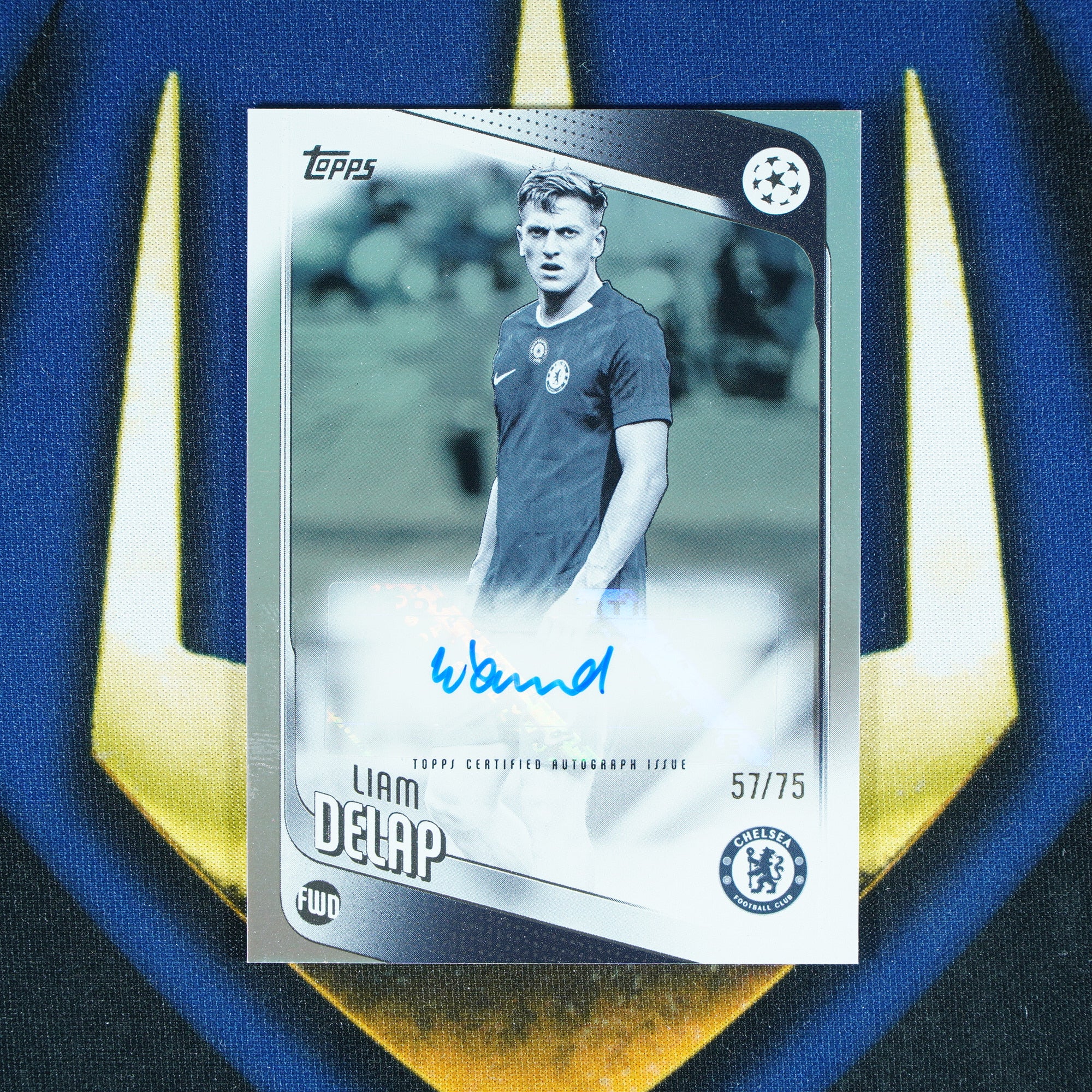 Liam Delap 2025-26 Topps Club Competitions Black and White Auto /75