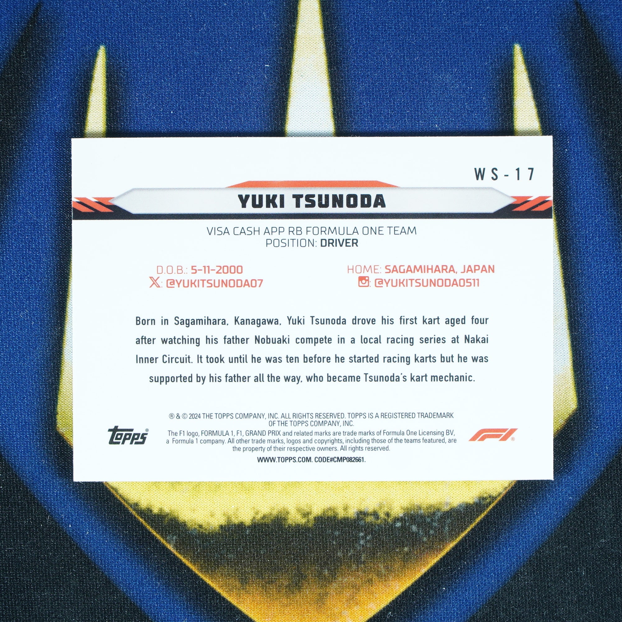 Yuki Tsunoda 2024 Topps Paddock Pass World Stage