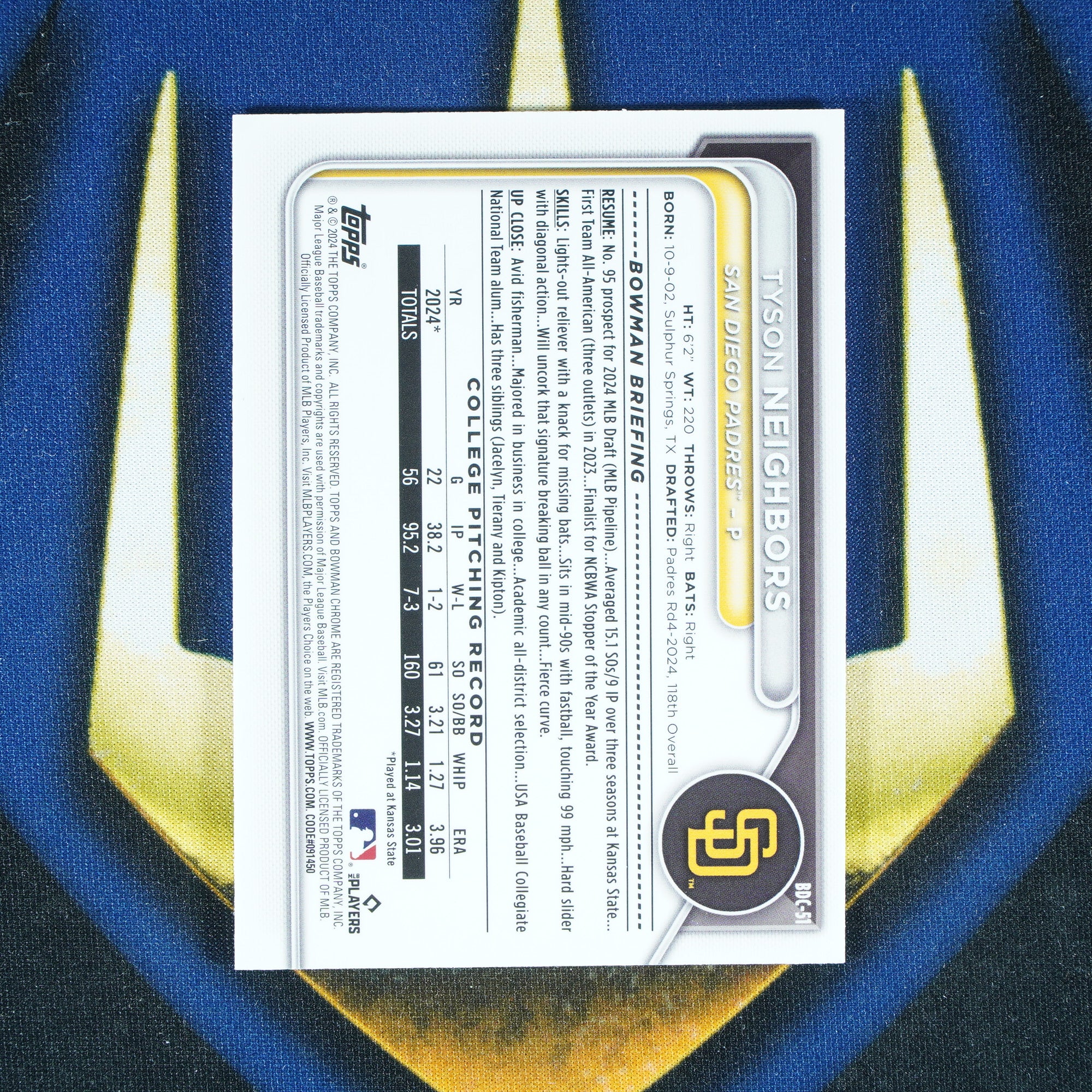 Tyson Neighbors 2024 Topps Bowman Draft Chrome 1st Snack Pack SSP