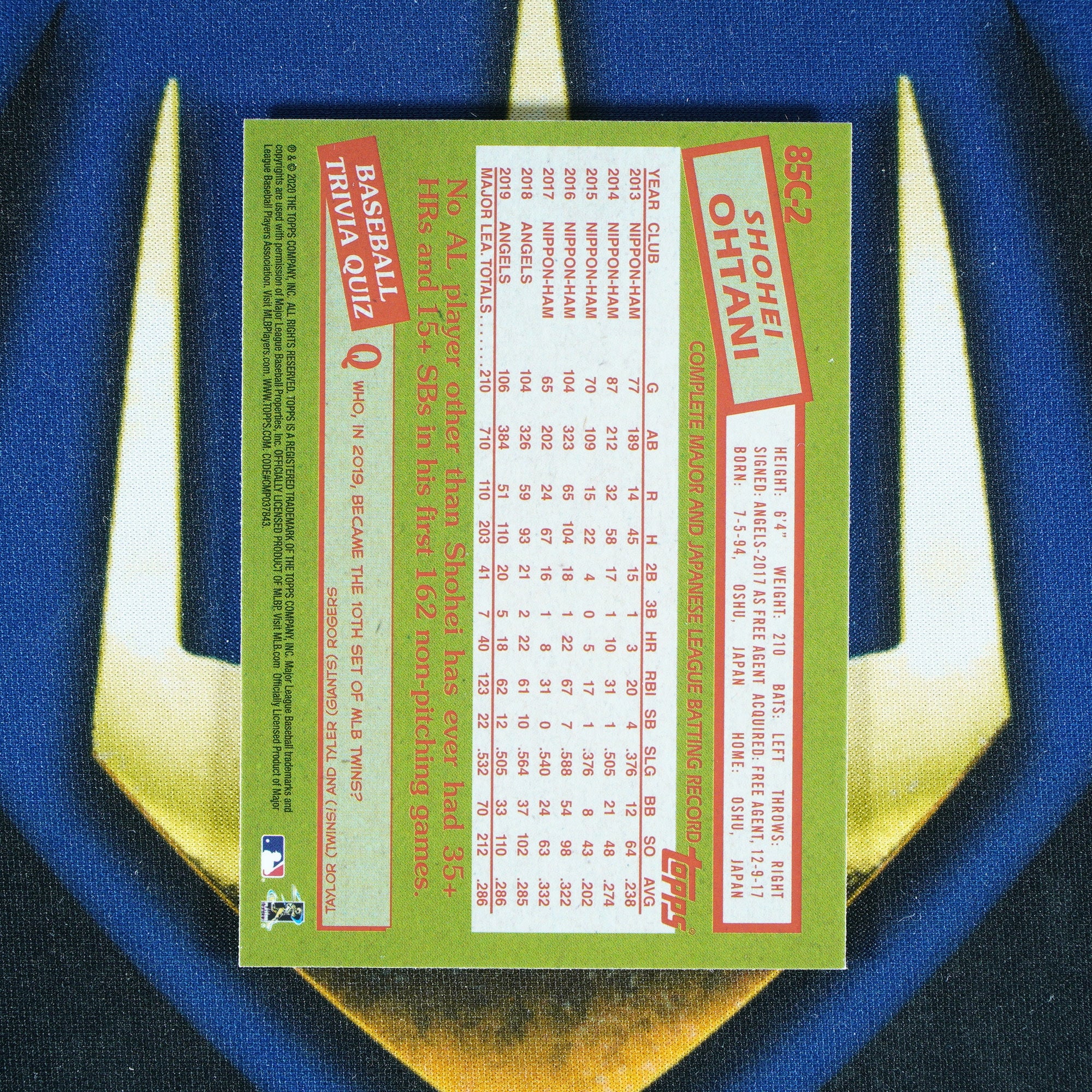 Shohei Ohtani 2020 Topps Series 1 1985 Silver Pack Mojo #85C-2