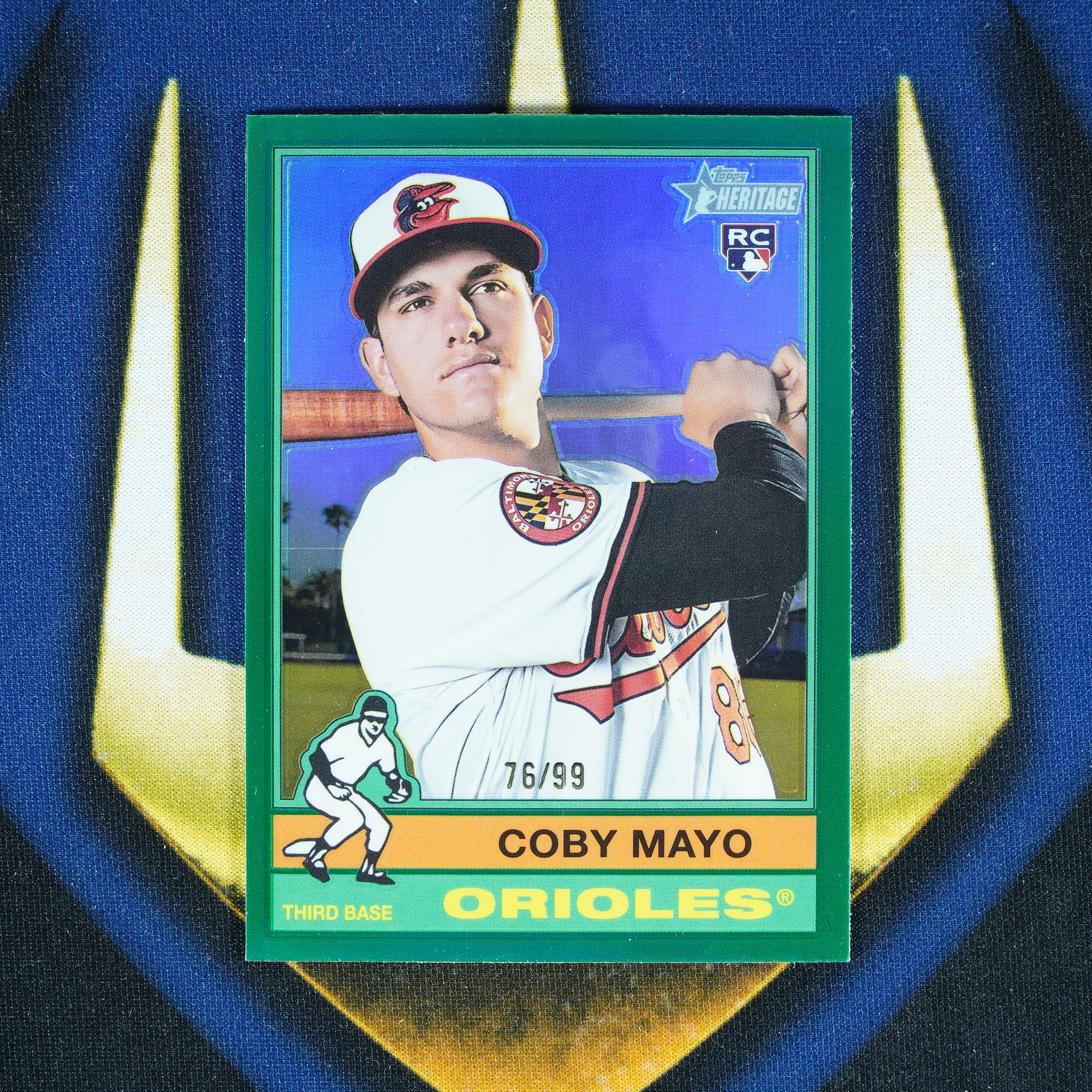 Coby Mayo 2025 Topps Heritage Chrome Green /99 RC