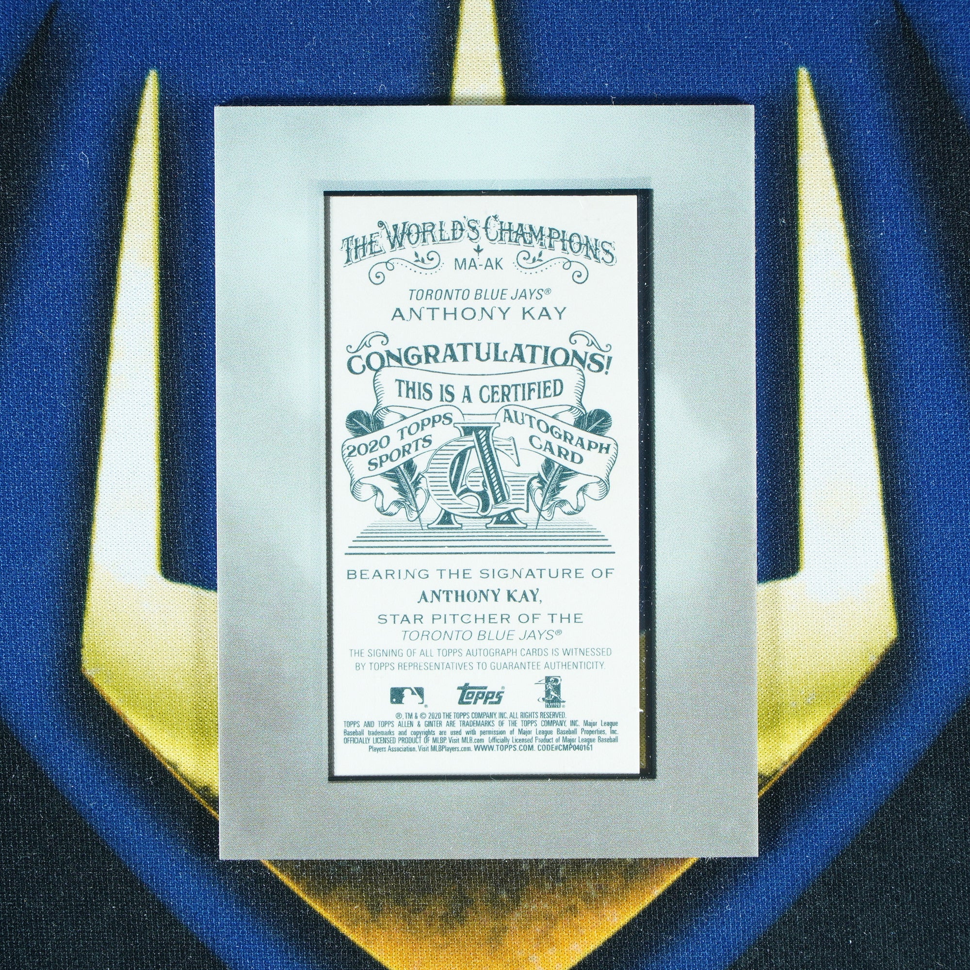 Anthony Kay 2020 Topps Allen & Ginter Silver Frame Mini Auto /20 RC