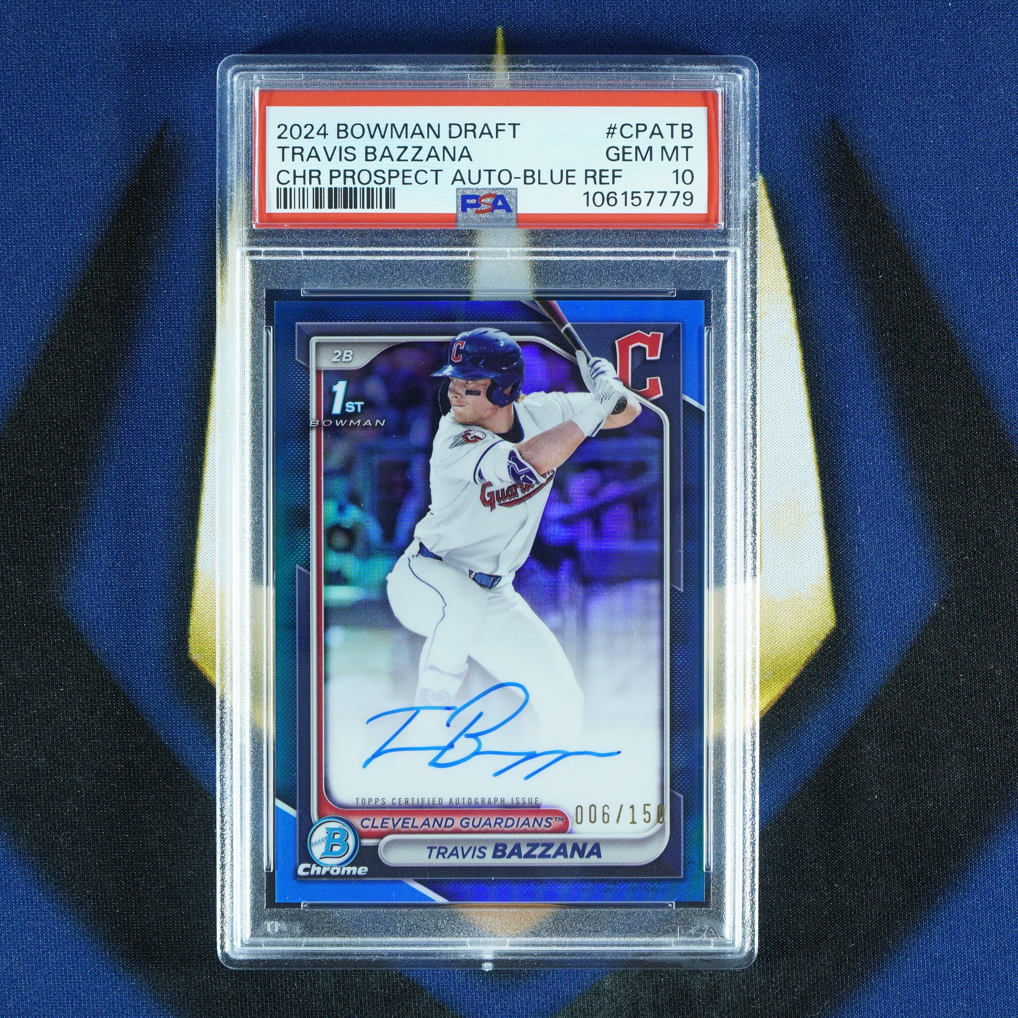 Travis Bazzana 2024 Bowman Draft Chrome Blue Refractor 1st Auto /150 CPA-TB [PSA 10]
