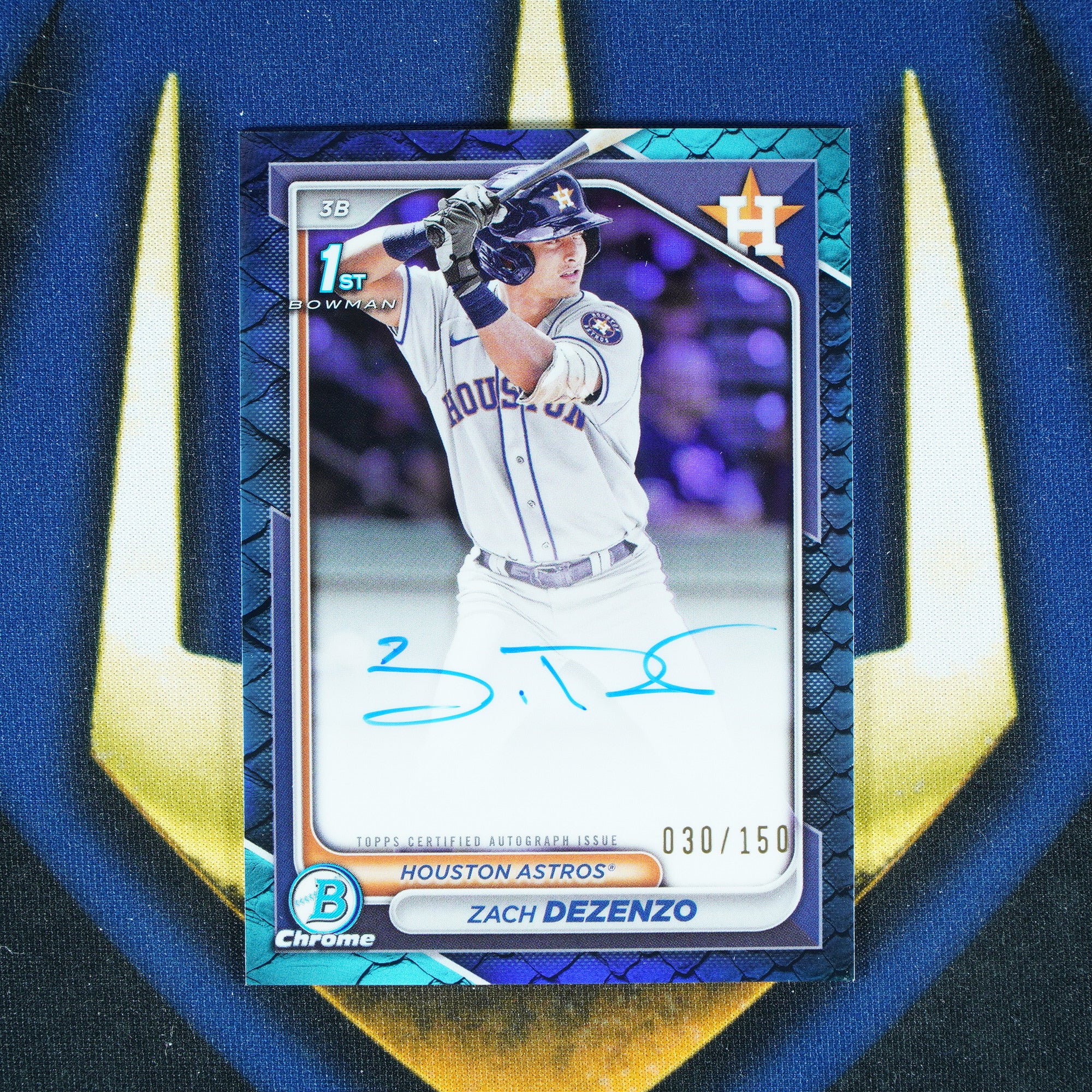 Zach Dezenzo 2024 Topps Bowman Chrome 1st Auto Blue Reptilian /150