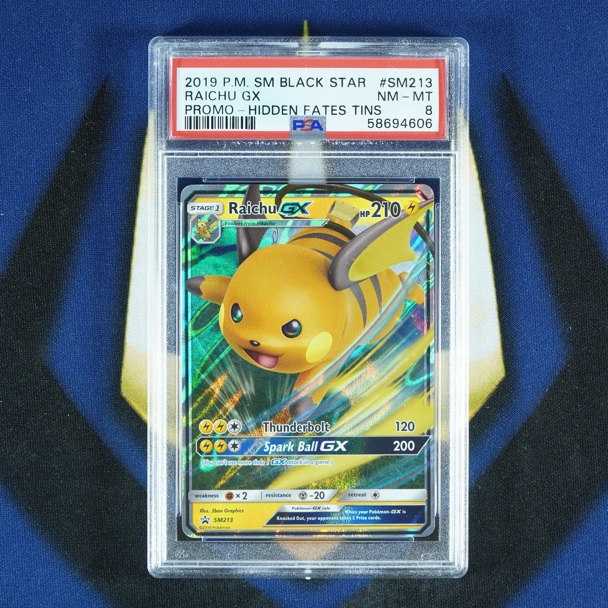 Raichu GX Hidden Fates Tins Black Star Promo SM213 [PSA 8]