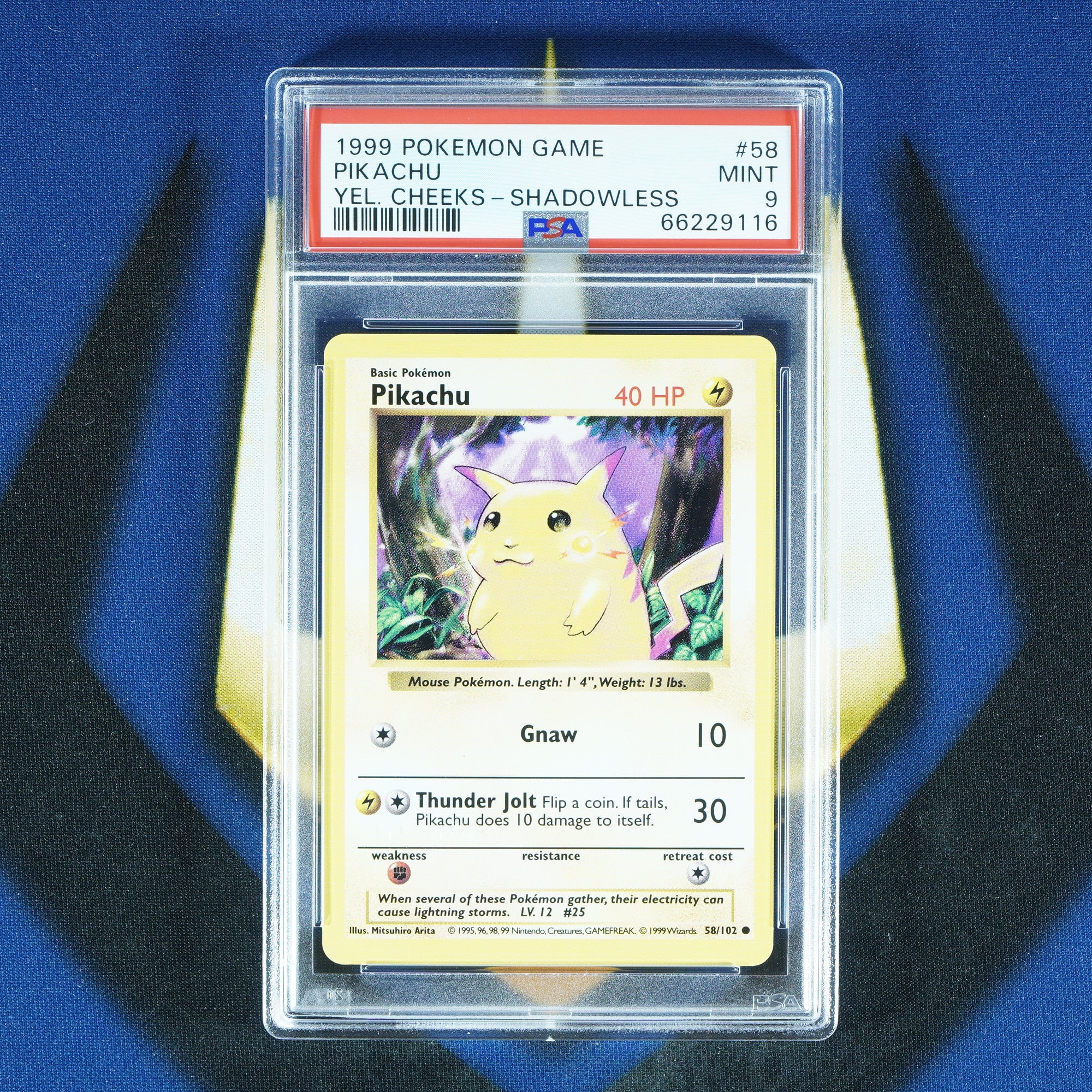 Pikachu BASE SET SHADOWLESS Yellow Cheeks 58/102 [PSA 9]