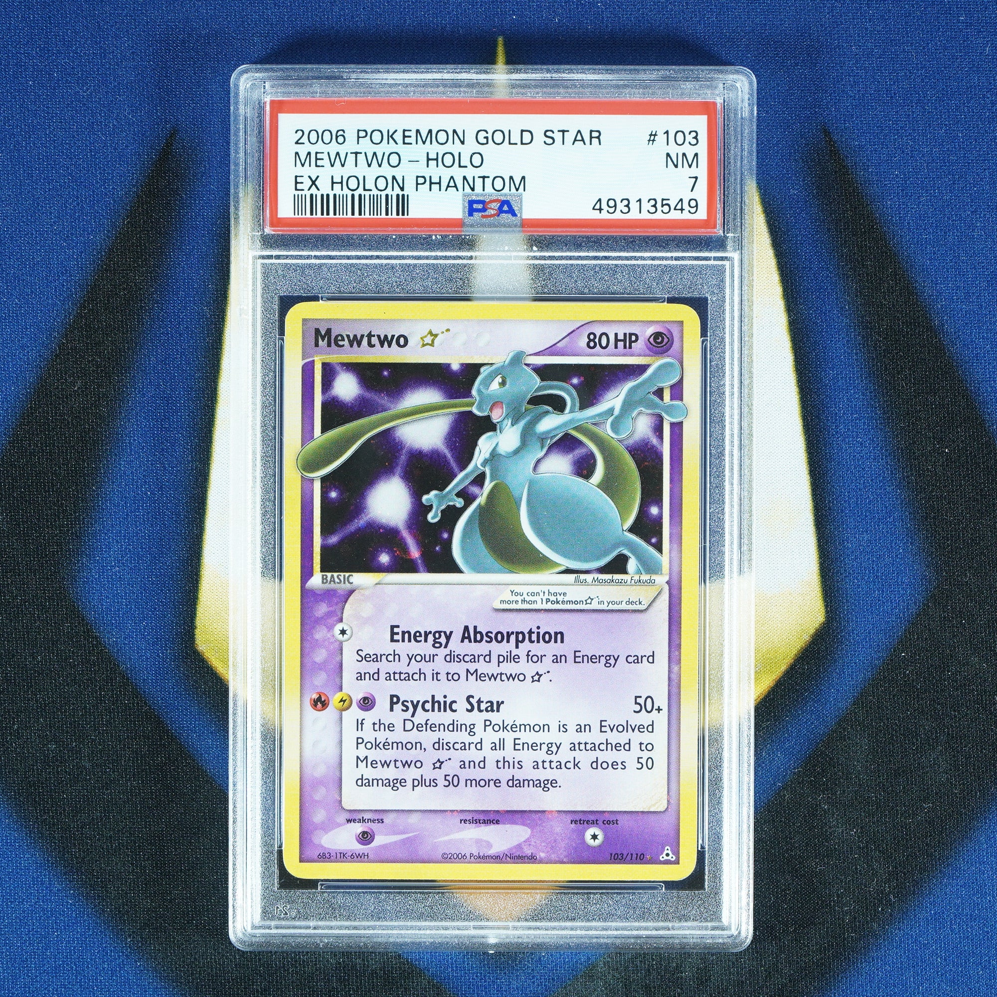 Mewtwo EX HOLON PHANTOM Gold Star Holo Rare 103/110 [PSA 7]