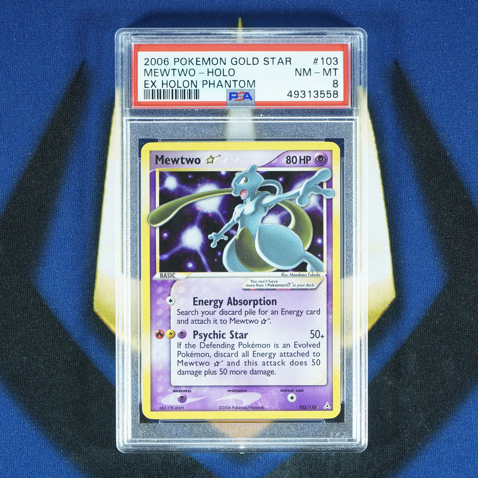 Mewtwo EX HOLON PHANTOM Gold Star Holo Rare 103/110 [PSA 8]