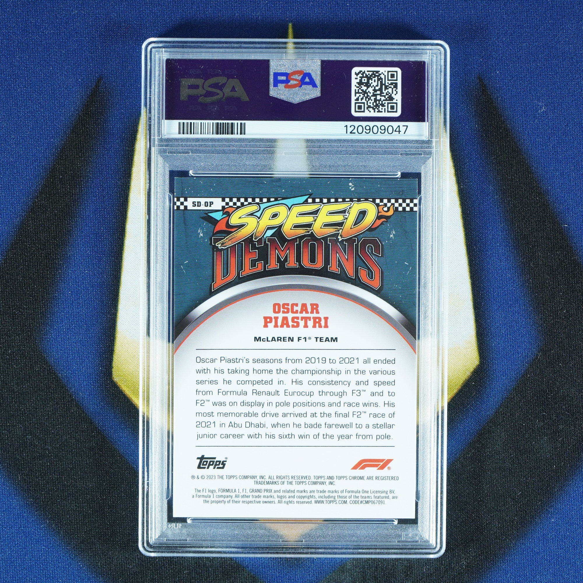 Oscar Piastri 2023 Topps Chrome Speed Demons Gold /50 [PSA 10] RC