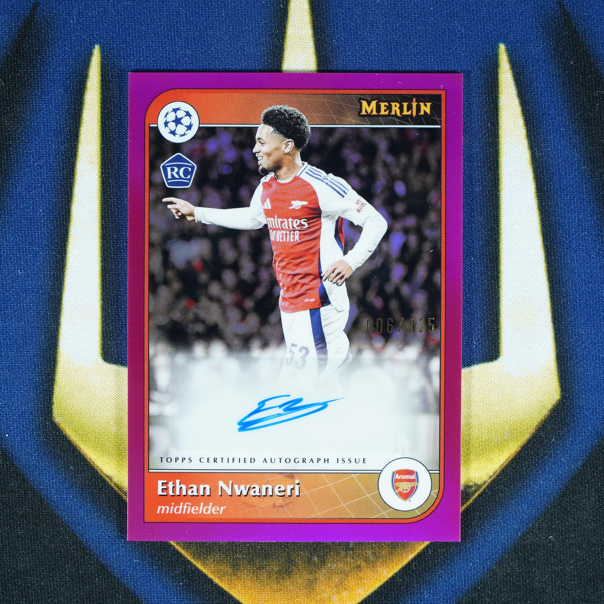Ethan Nwaneri 2024-25 Topps Merlin Magenta Auto /125 RC