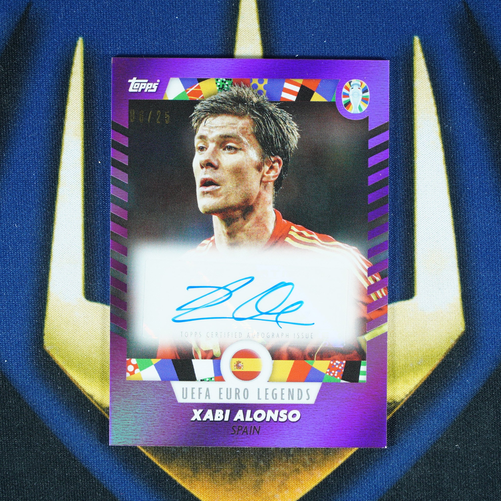 Xabi Alonso 2024 Topps UEFA Euro Legends Purple Auto /25