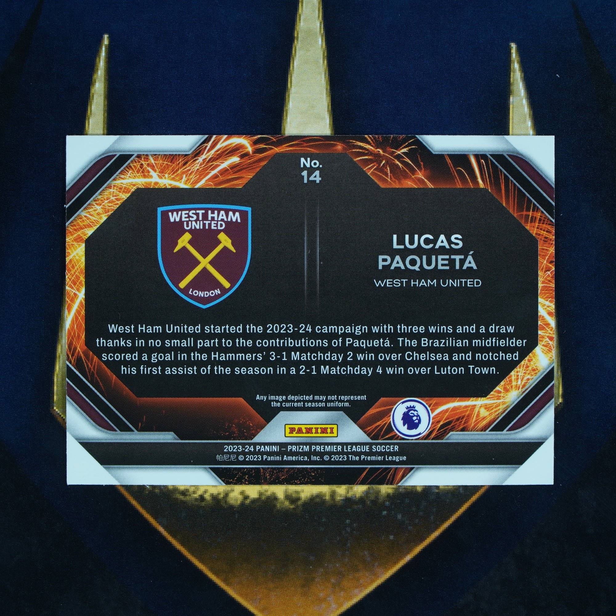 Lucas Paqueta 2023-24 Panini Prizm Fireworks #14 West Ham