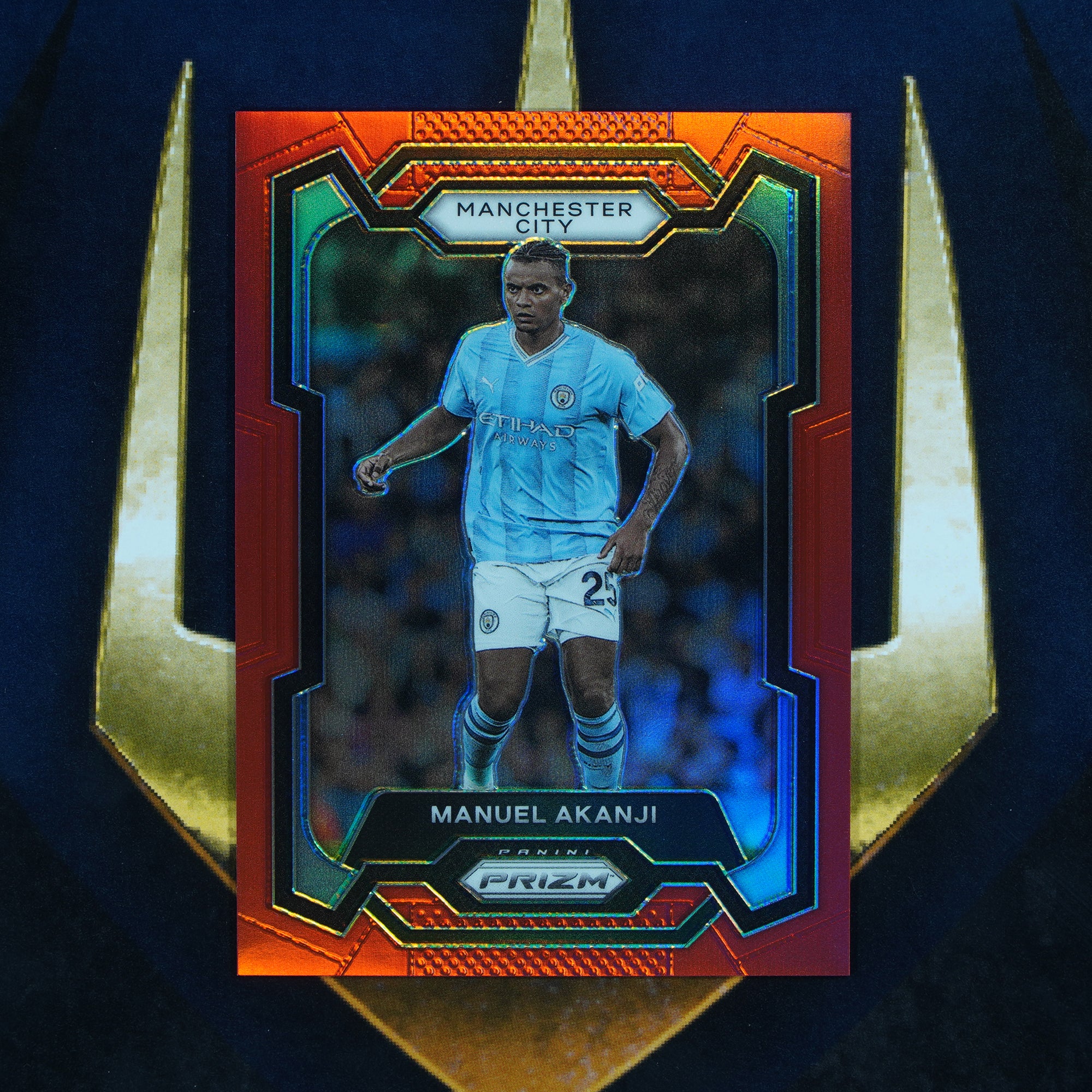 Manuel Akanji 2023-24 Panini Prizm Red Refractor /199 #17 Manchester City