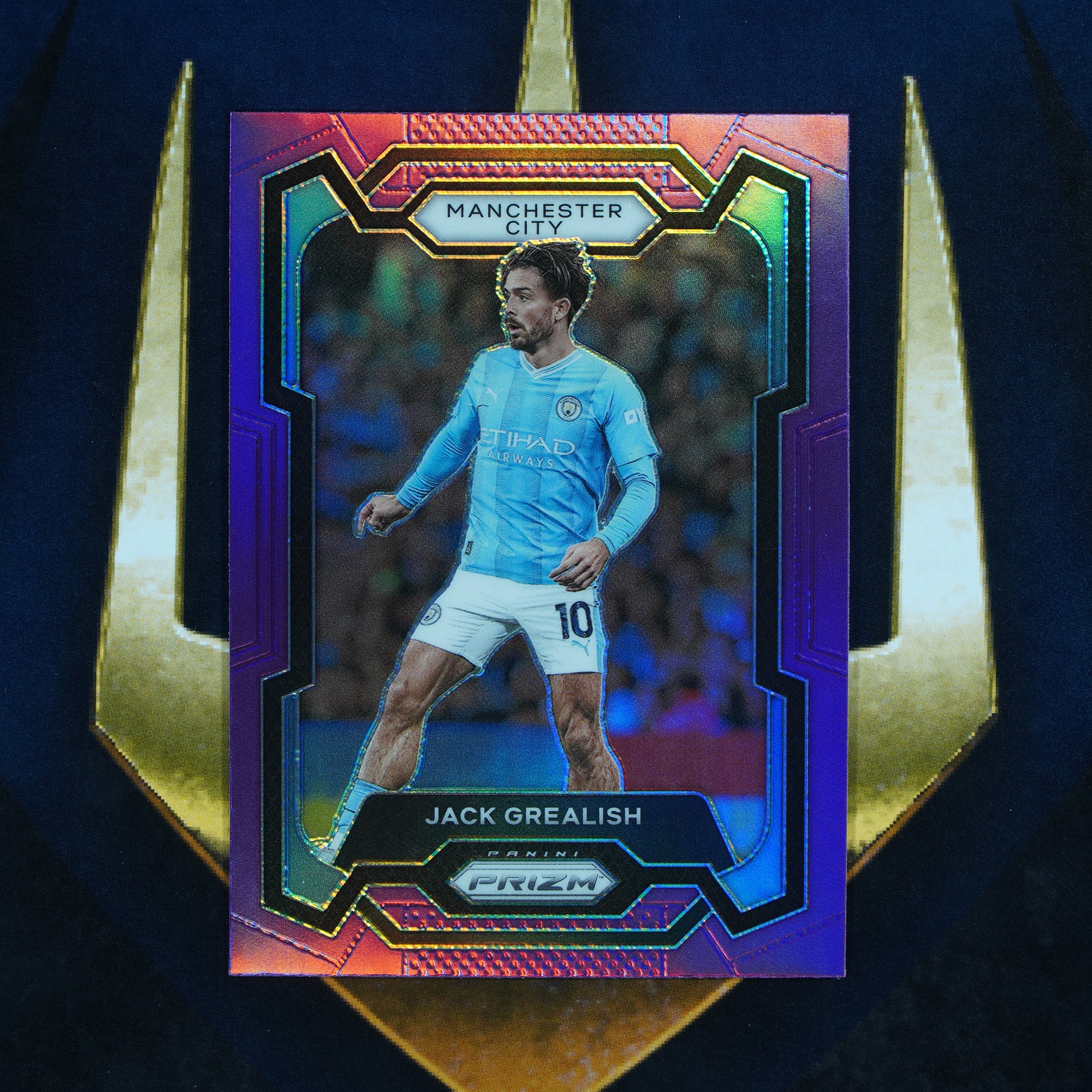 Jack Grealish 2023-24 Panini Prizm Purple Refractor #1 Manchester City