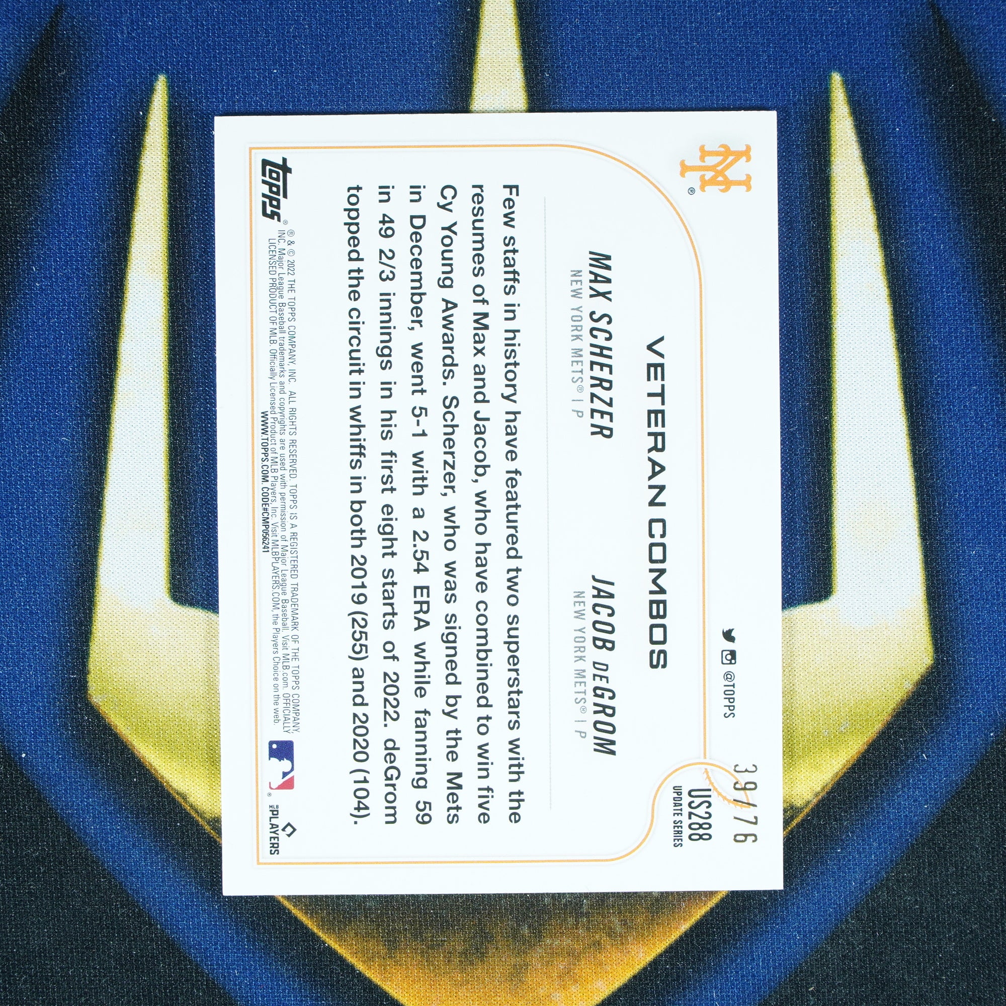 Aces Up Max Scherzer & Jacob DeGrom 2022 Topps Update Independence Day /76