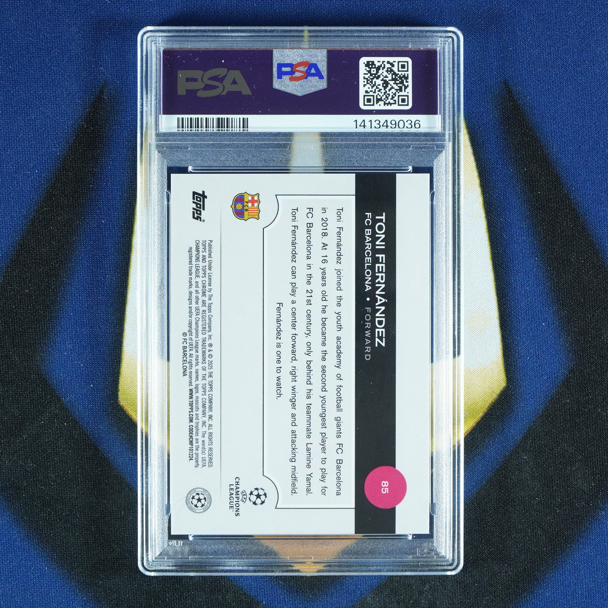 Toni Fernandez 2024-25 Topps Chrome UEFA Black Refractor /10 RC [PSA 9]