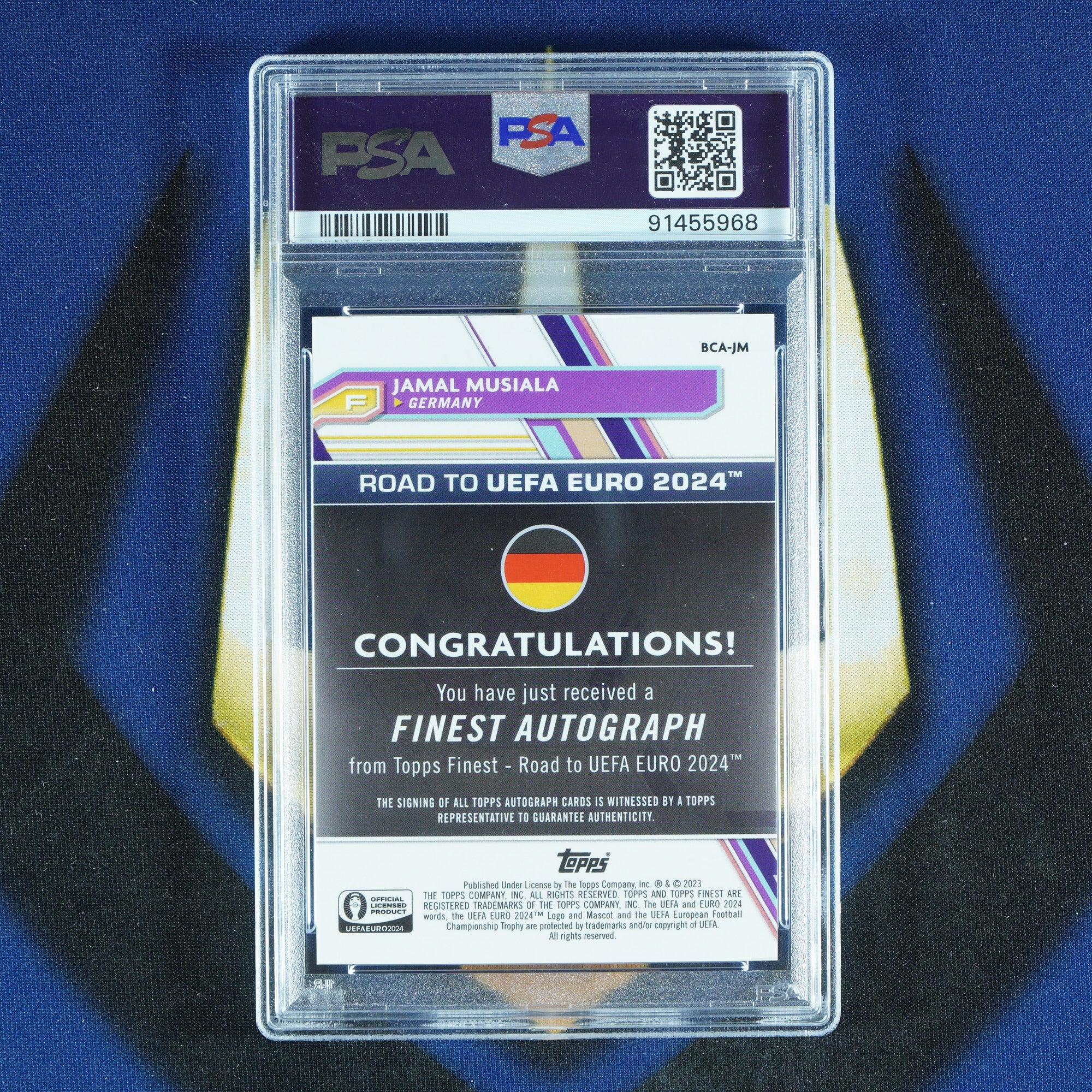 Jamal Musiala 2023 Topps Finest UEFA Road to Euro Auto Red /5 [PSA 10 AUTO 10]