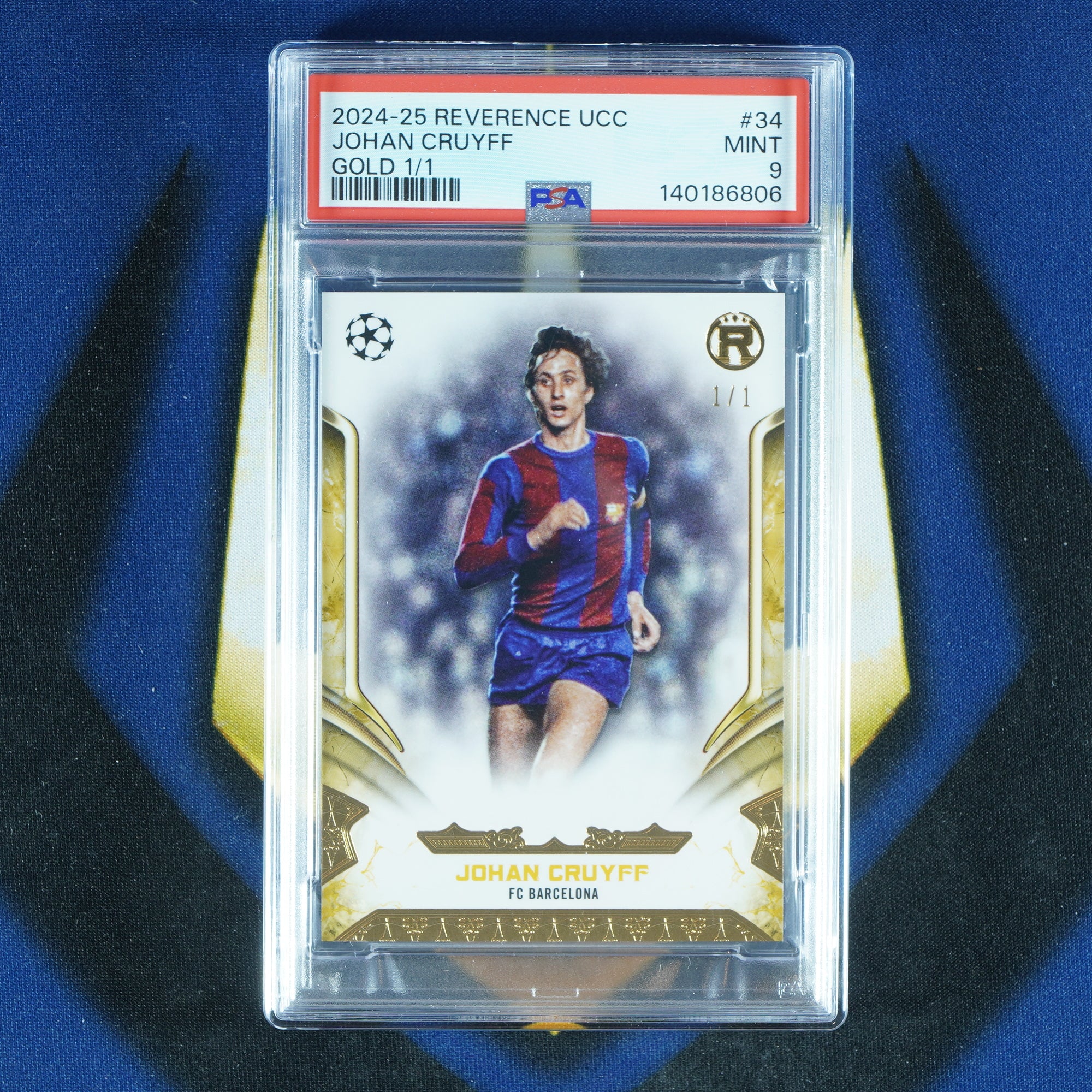 Johan Cruyff 2024-25 Topps Reverence UEFA Gold 1/1 [PSA 9]