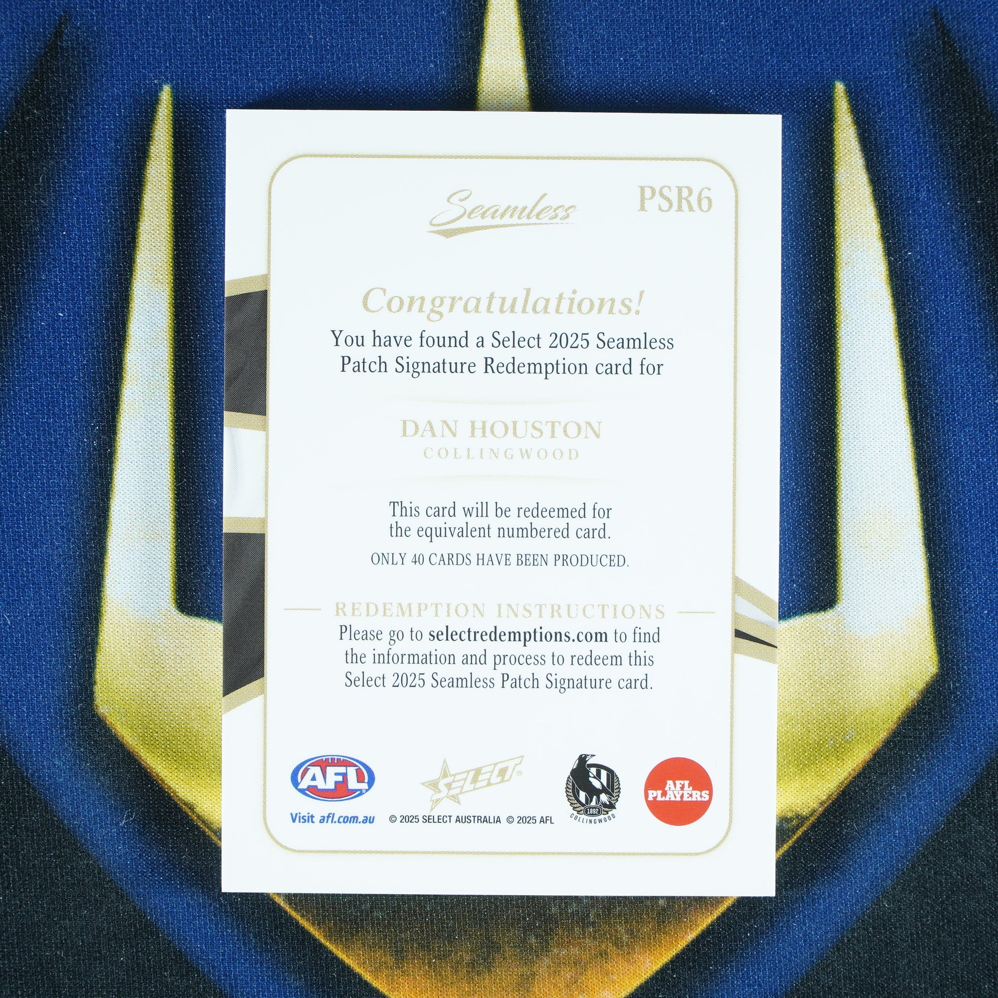 Dan Houston 2025 Select AFL Seamless Signature Redemption Patch /40