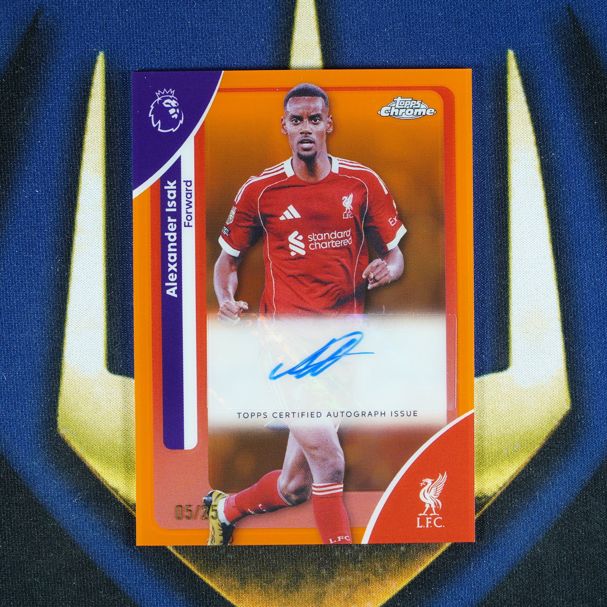 Alexander Isak 2026 Topps Chrome EPL Orange Auto /25