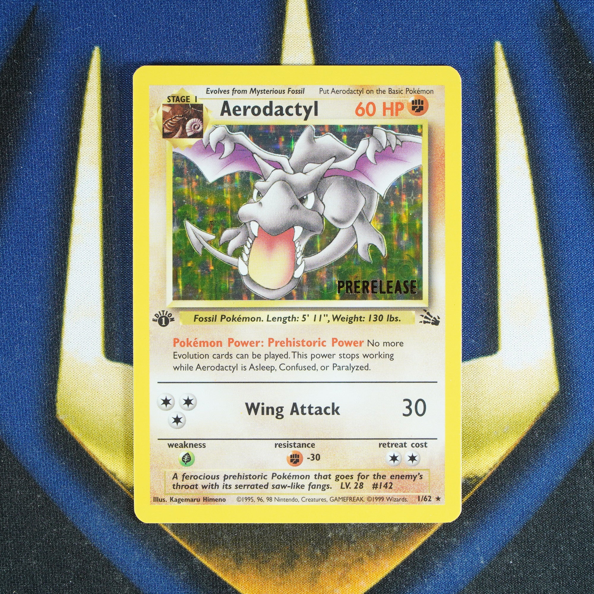 Aerodactyl Prerelease FOSSIL 1ST EDITION Holo Rare 1/62 [LP]