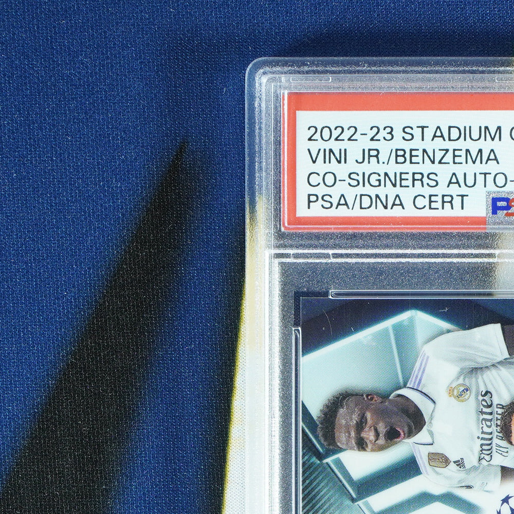 Vini Jr/Karim Benzema 2022-23 TOPPS STADIUM CLUB CHROME Co-Signers Black /10 CSA-VB  [PSA 10]