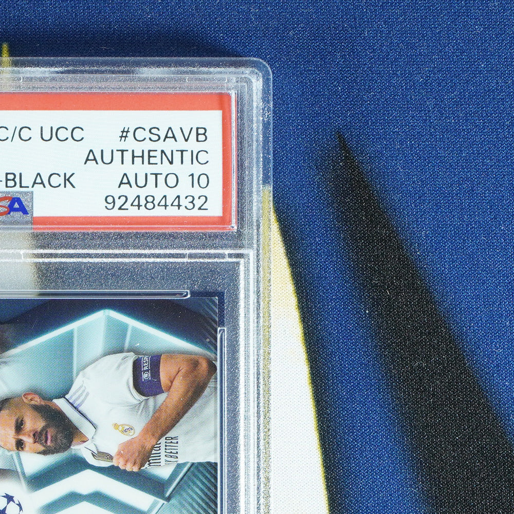 Vini Jr/Karim Benzema 2022-23 TOPPS STADIUM CLUB CHROME Co-Signers Black /10 CSA-VB  [PSA 10]