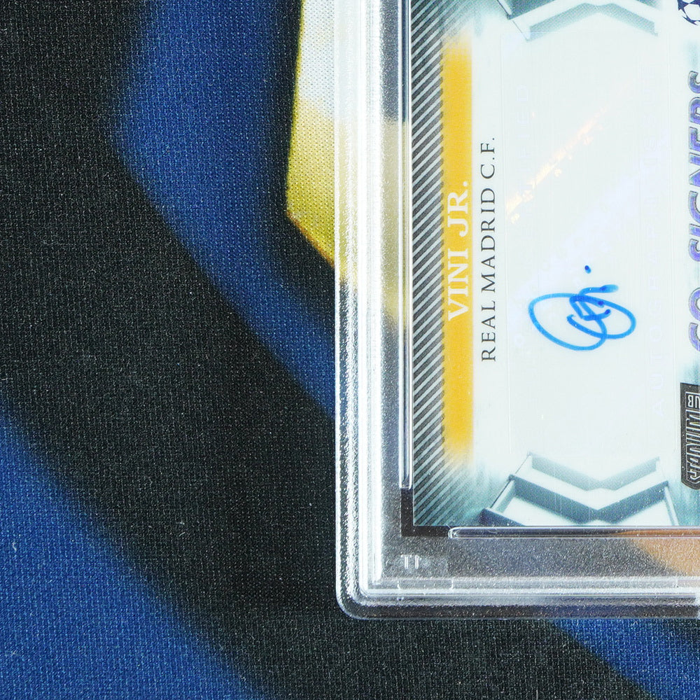 Vini Jr/Karim Benzema 2022-23 TOPPS STADIUM CLUB CHROME Co-Signers Black /10 CSA-VB  [PSA 10]