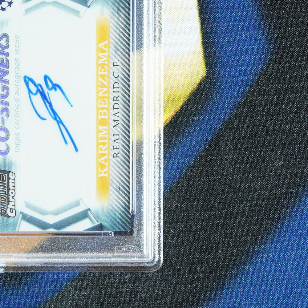 Vini Jr/Karim Benzema 2022-23 TOPPS STADIUM CLUB CHROME Co-Signers Black /10 CSA-VB  [PSA 10]